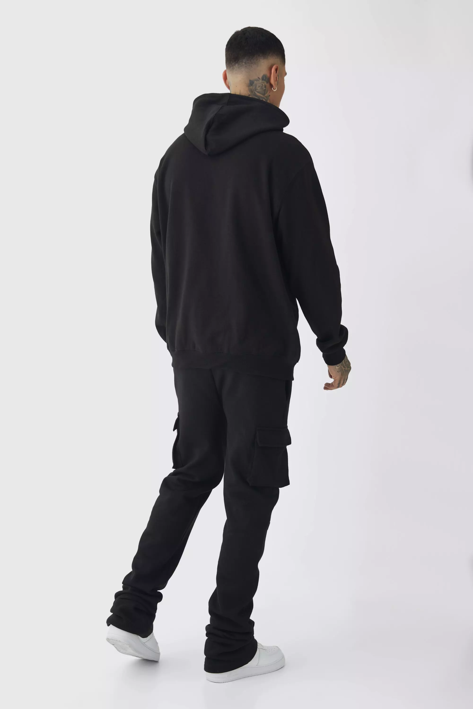 Black Tall Skinny Fit Extreme Stacked Woven Tab Cargo Joggers alternative image
