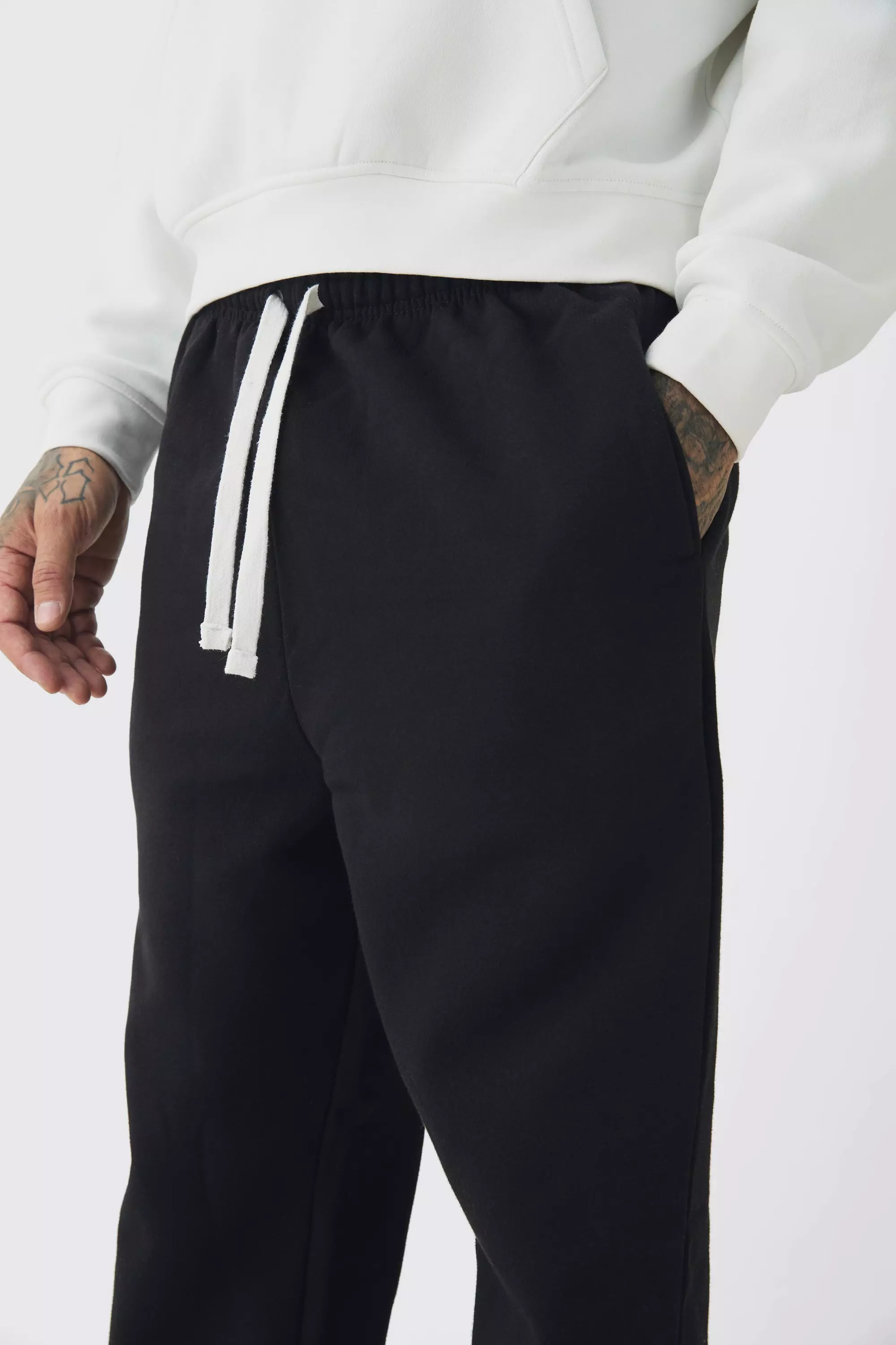 Pantaloni Tuta Tall Oversize Con Cavallo Sceso, Black immagine alternativa