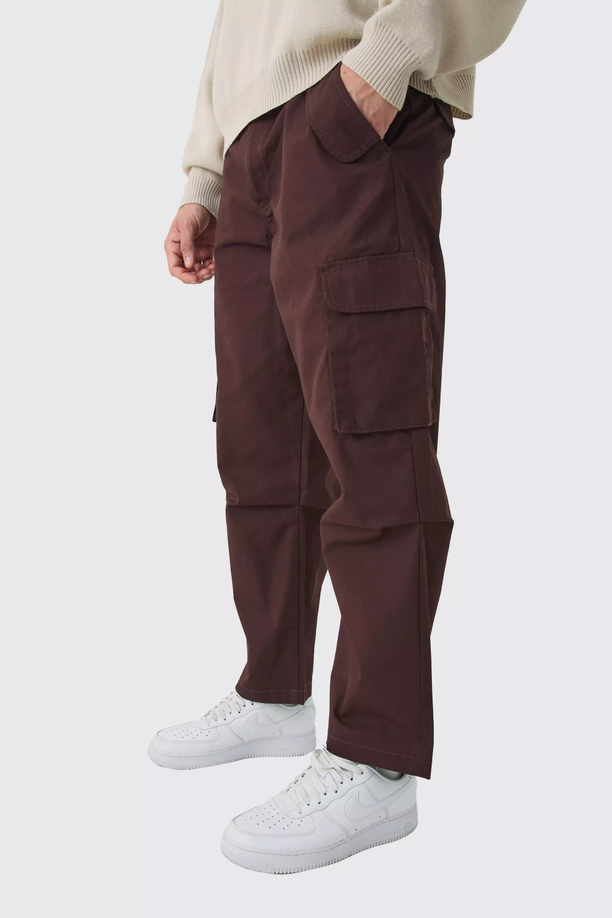 Chocolate Brown Skater Fit Ripstop Cargo Pants