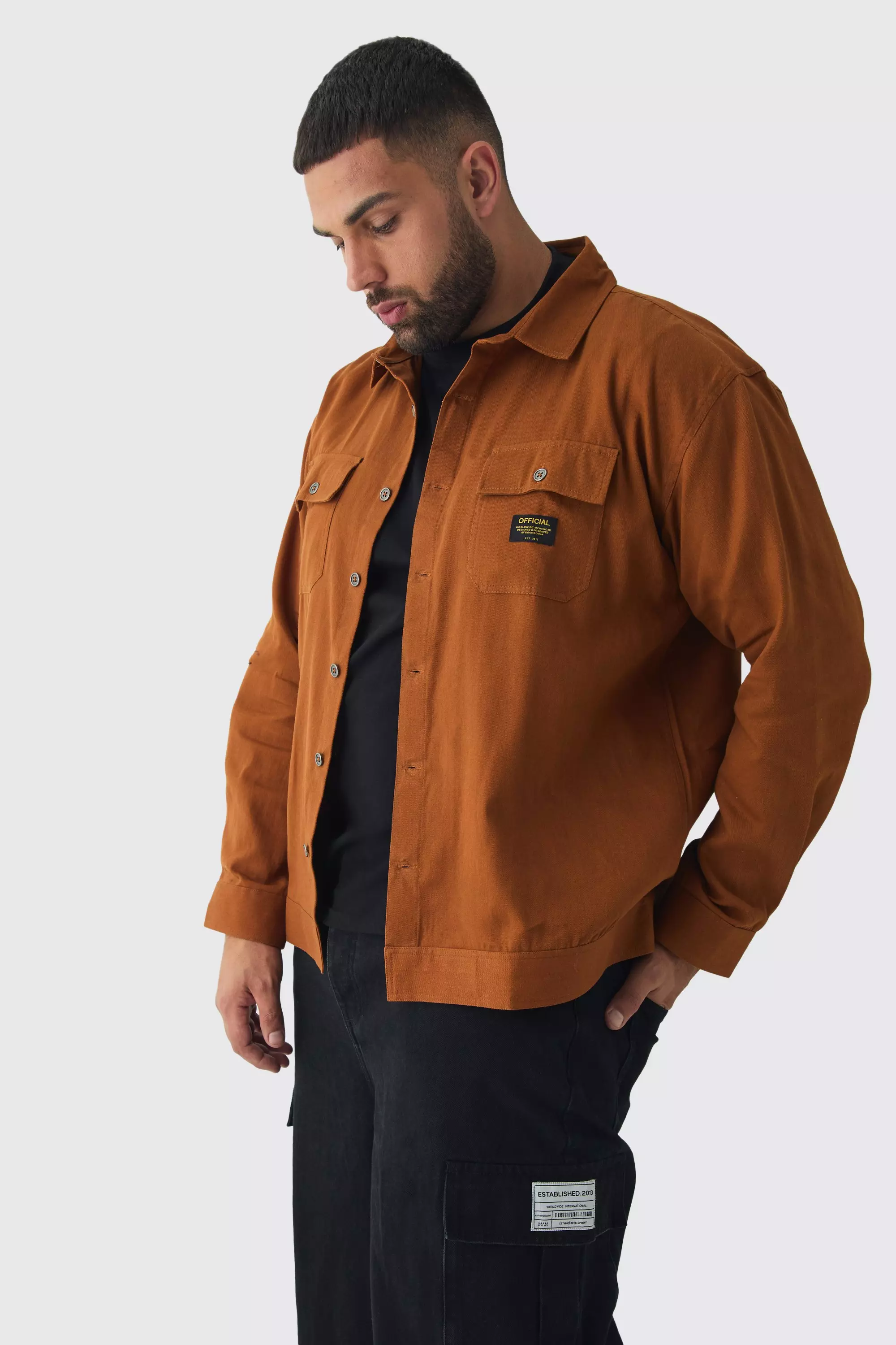 Plus Worker Overshirt in Tan Tan