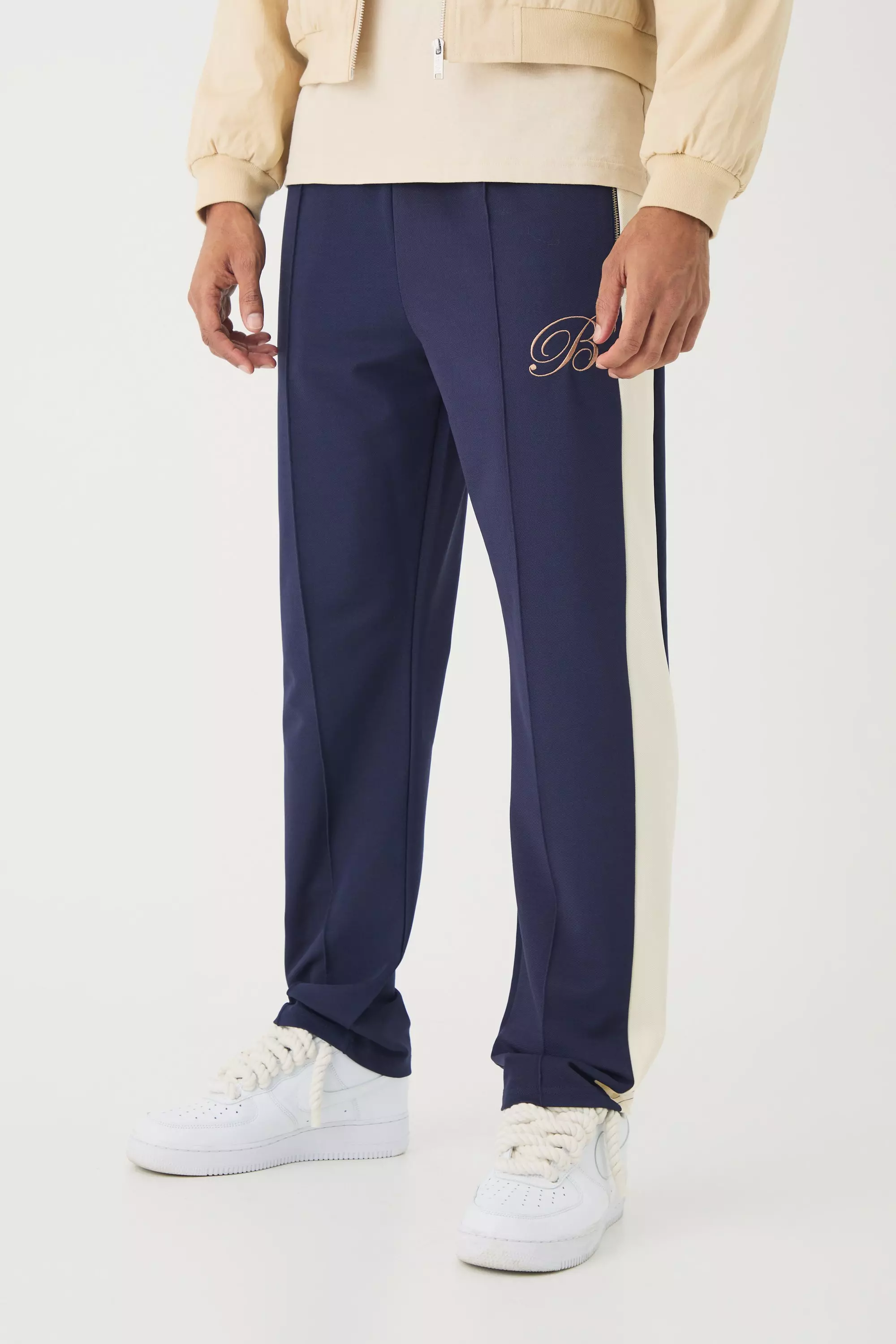 Pique Panel B Embroidered Sweatpants Navy