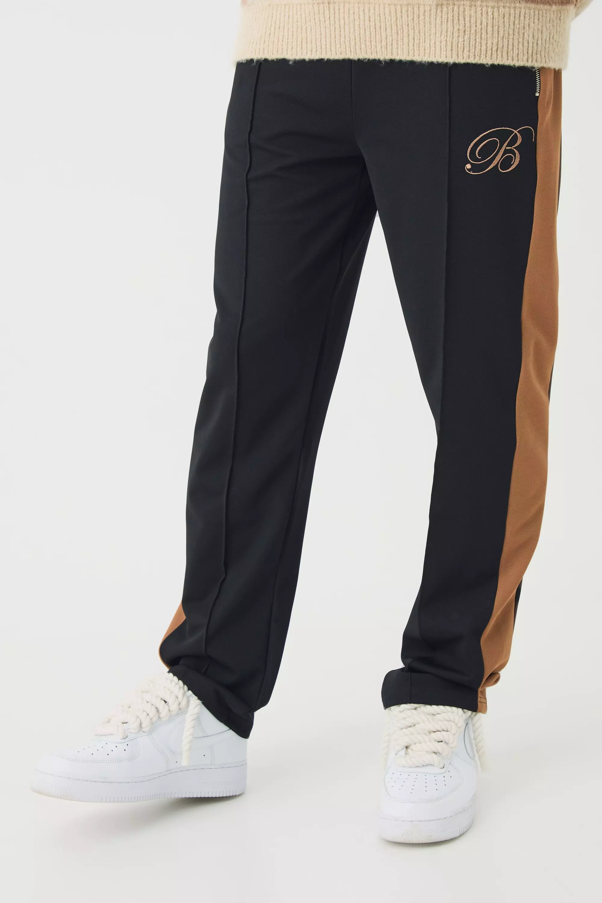 Pique Panel B Embroidered Sweatpants Black