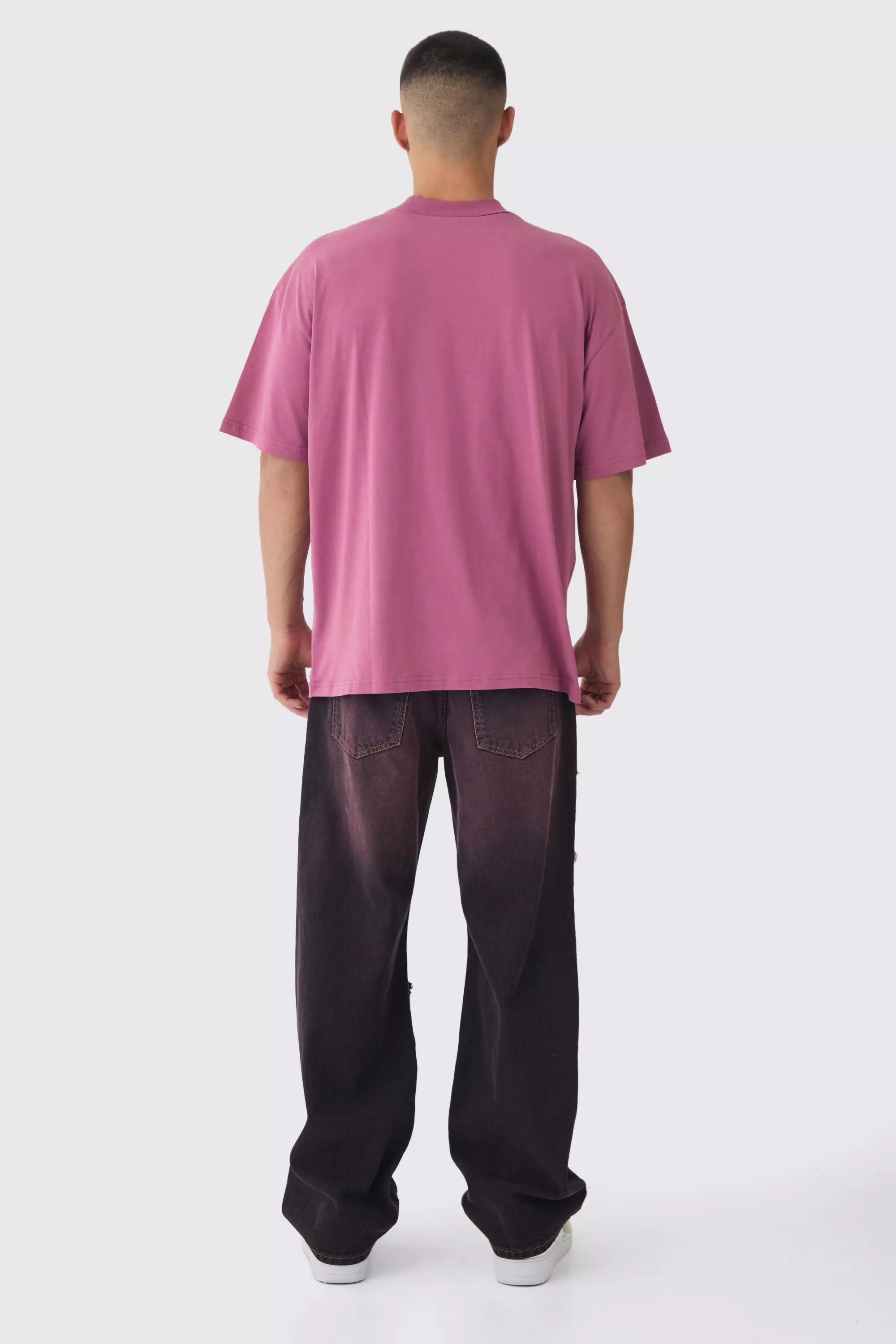 Jean large surteint à déchirures, Pink autre image