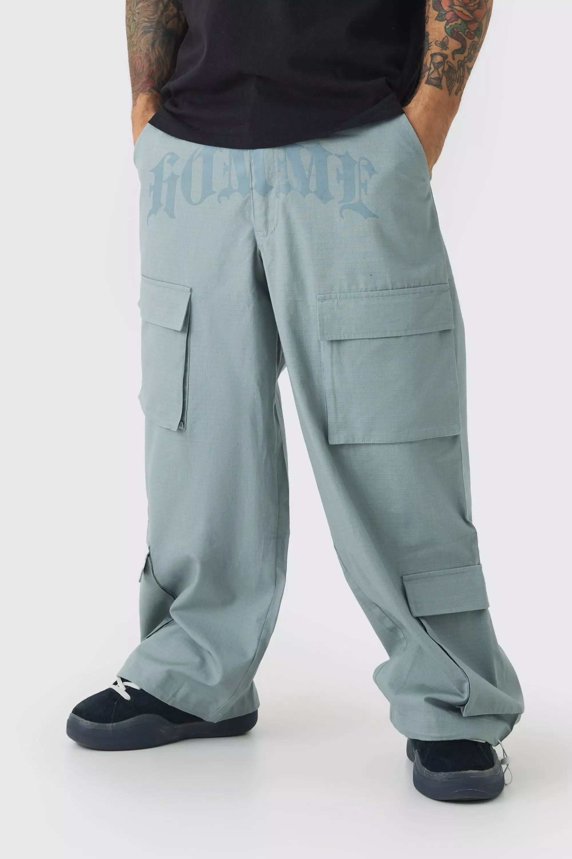 Pantaloni Cargo Parachute In Nylon Ripstop Homme, Grey immagine alternativa