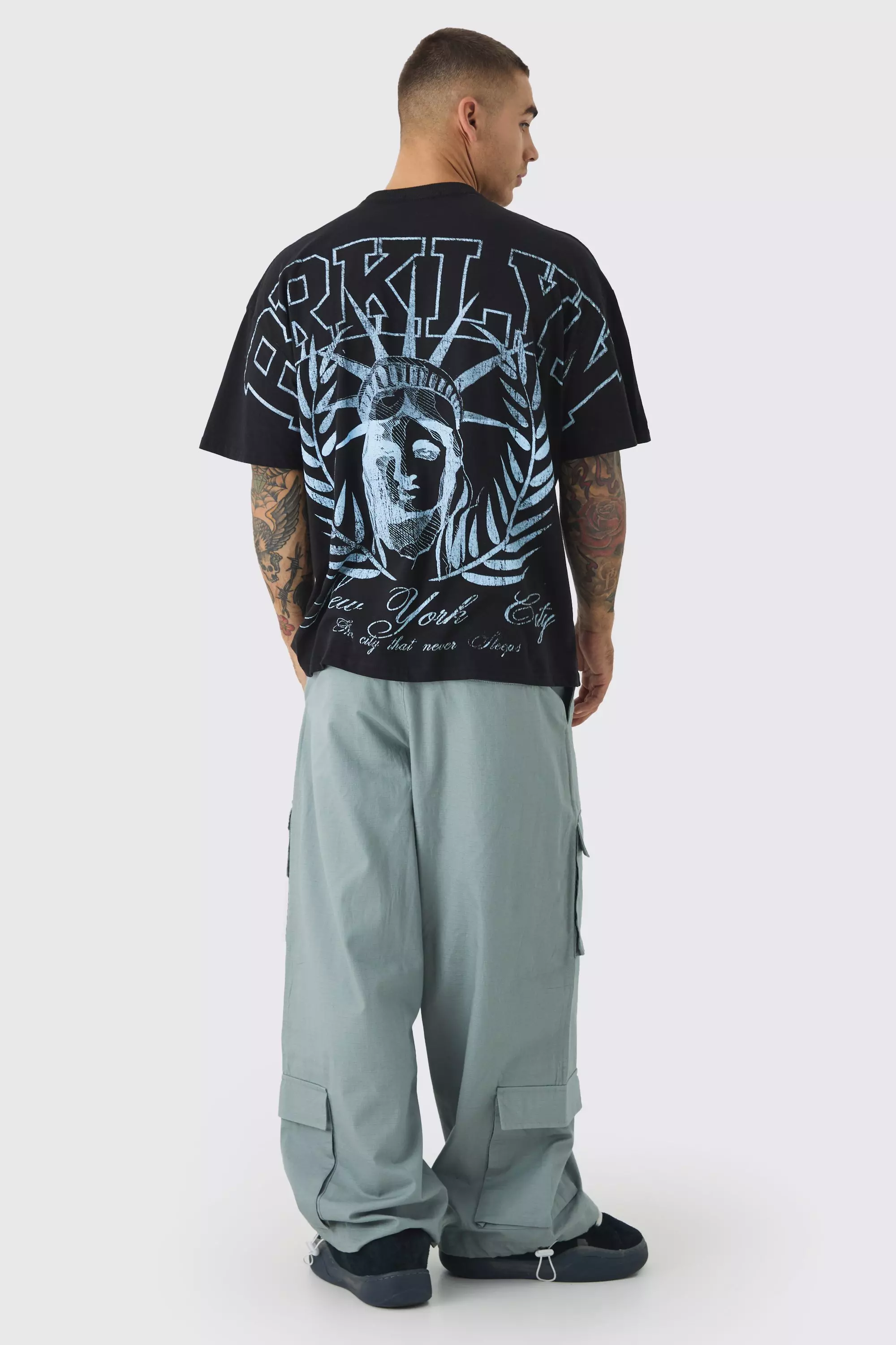 Grey Parachute Ripstop Homme Cargo Trousers alternative image