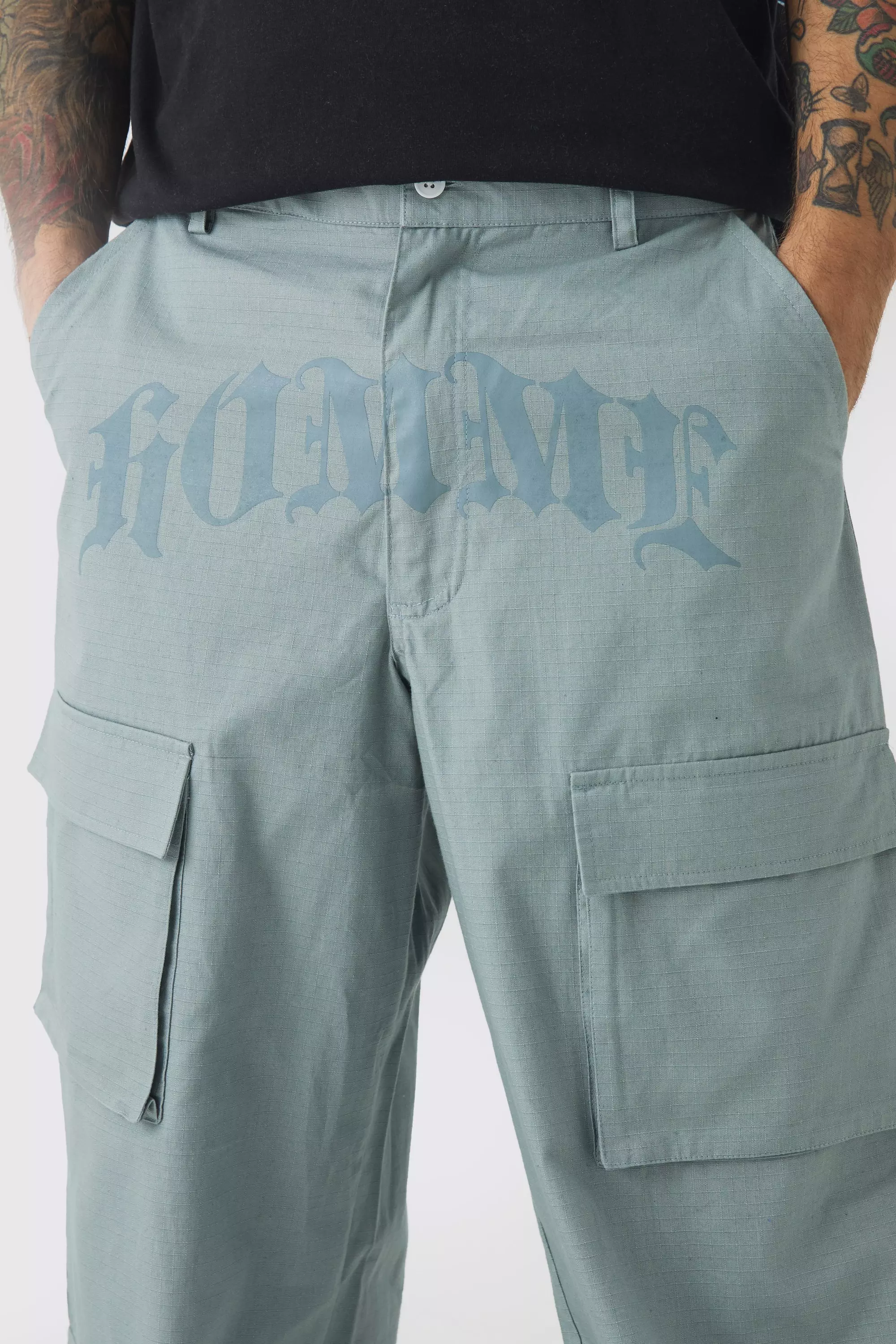 Grey Parachute Ripstop Homme Cargo Trousers alternative image
