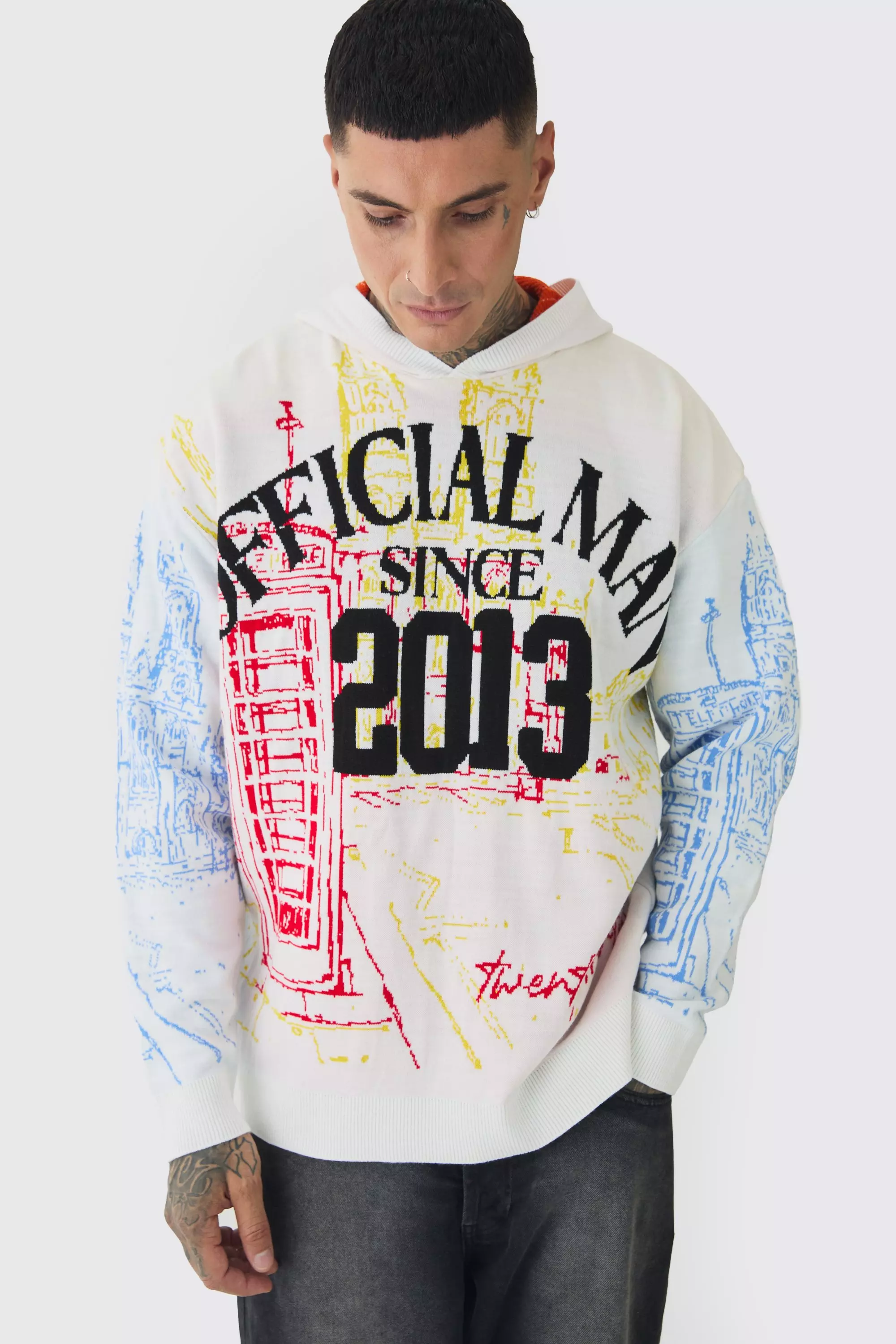 Black Tall Twenty Thirteen Graphic Knitted Hoodie alternative image