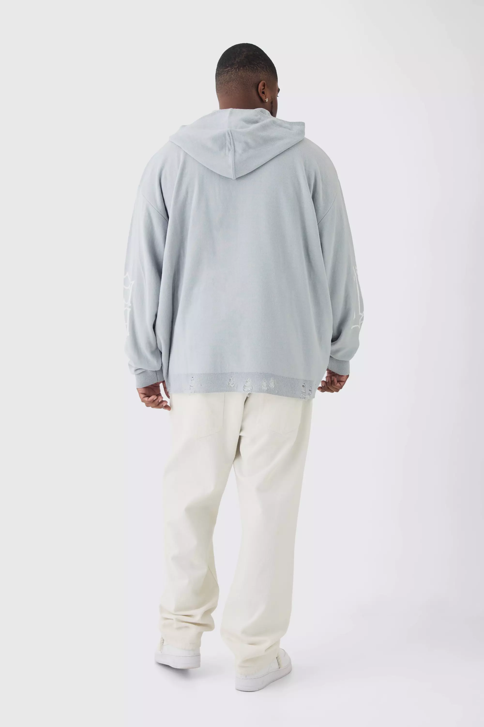 Grey Plus Limited Edition Distressed Knitted Hoodie alternative image