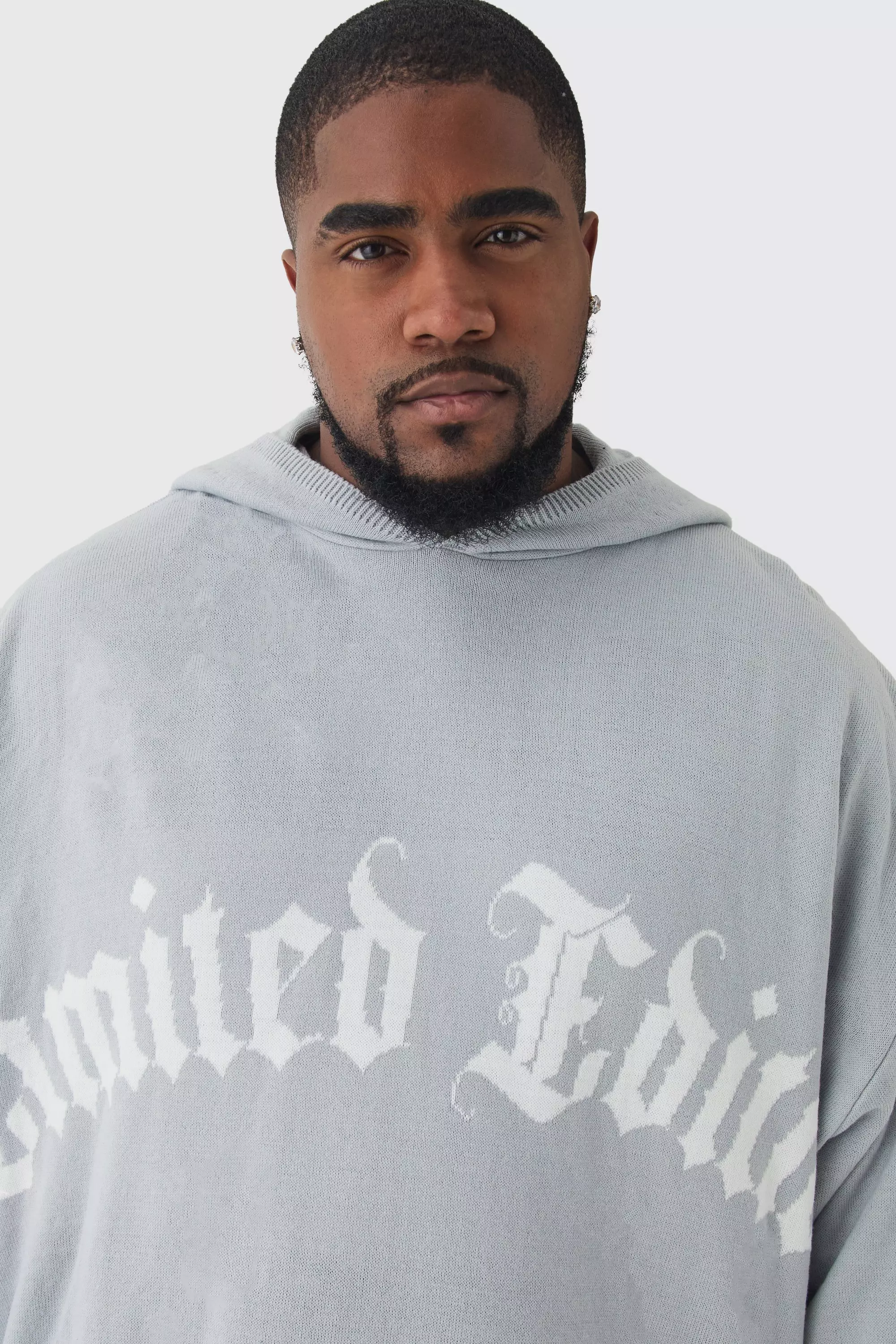 Grey Plus Limited Edition Distressed Knitted Hoodie alternative image