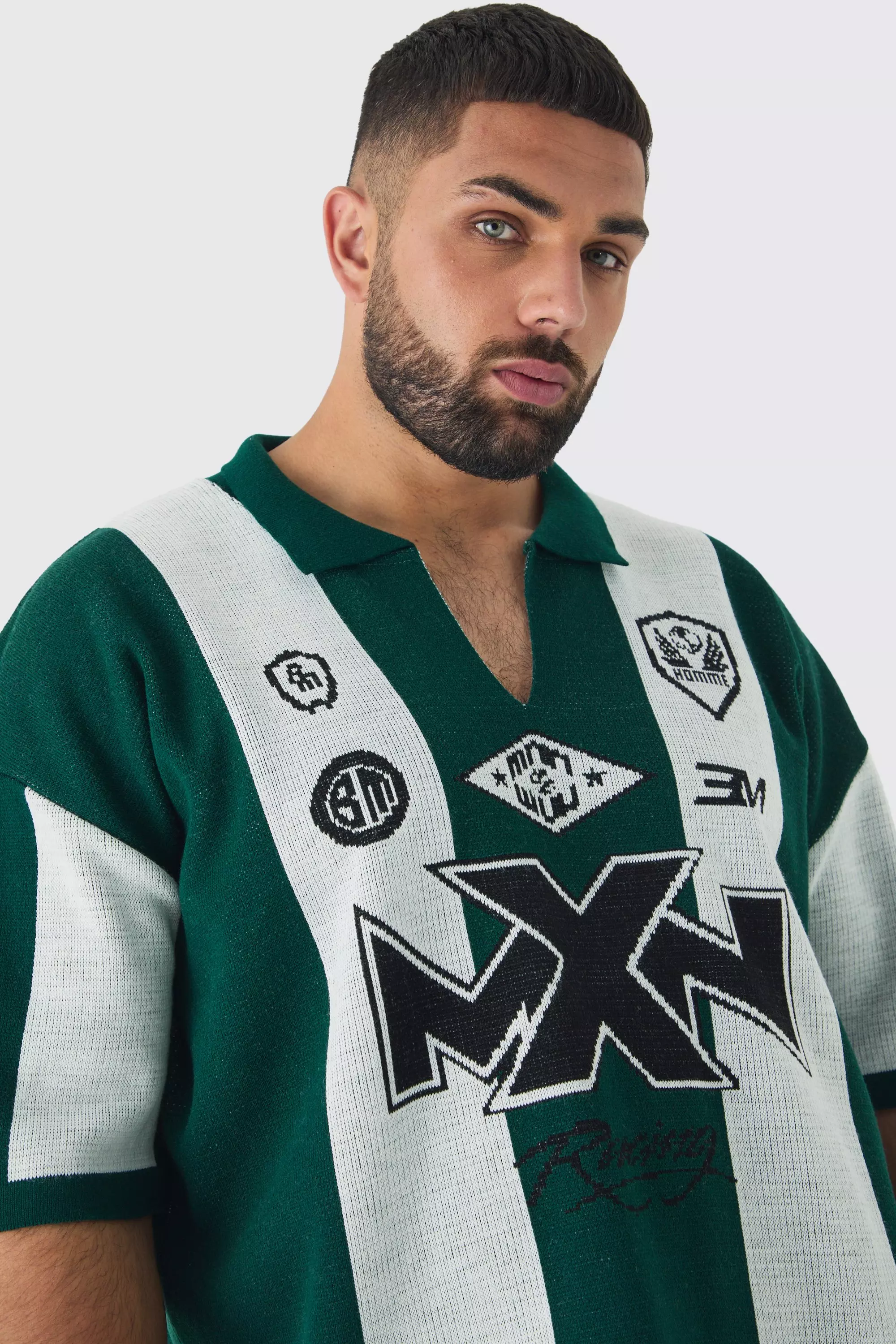 Grande taille - Polo oversize en maille, Dark green autre image