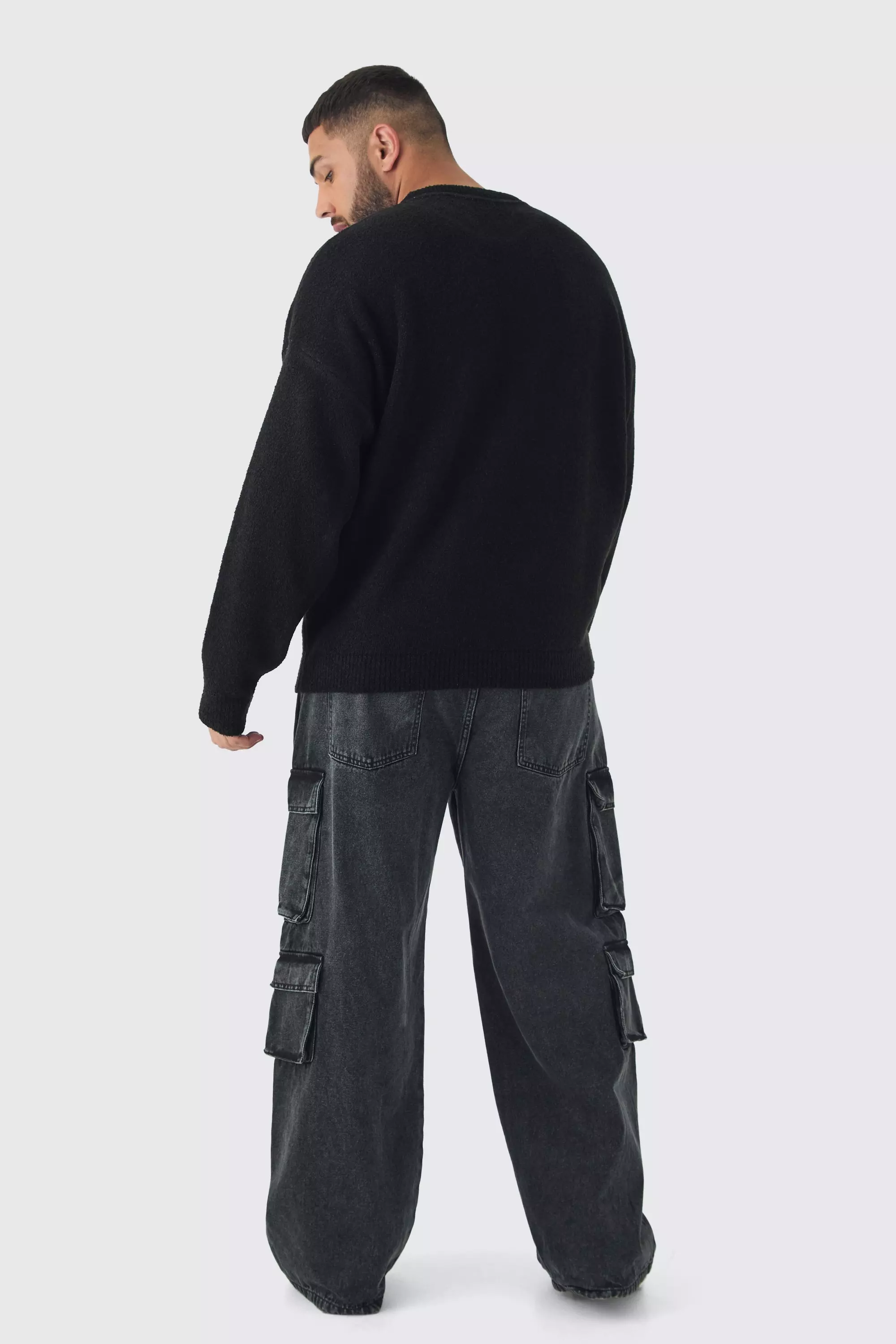 Black Plus Boucle Knit Renaissance Crew Neck Sweater alternative image