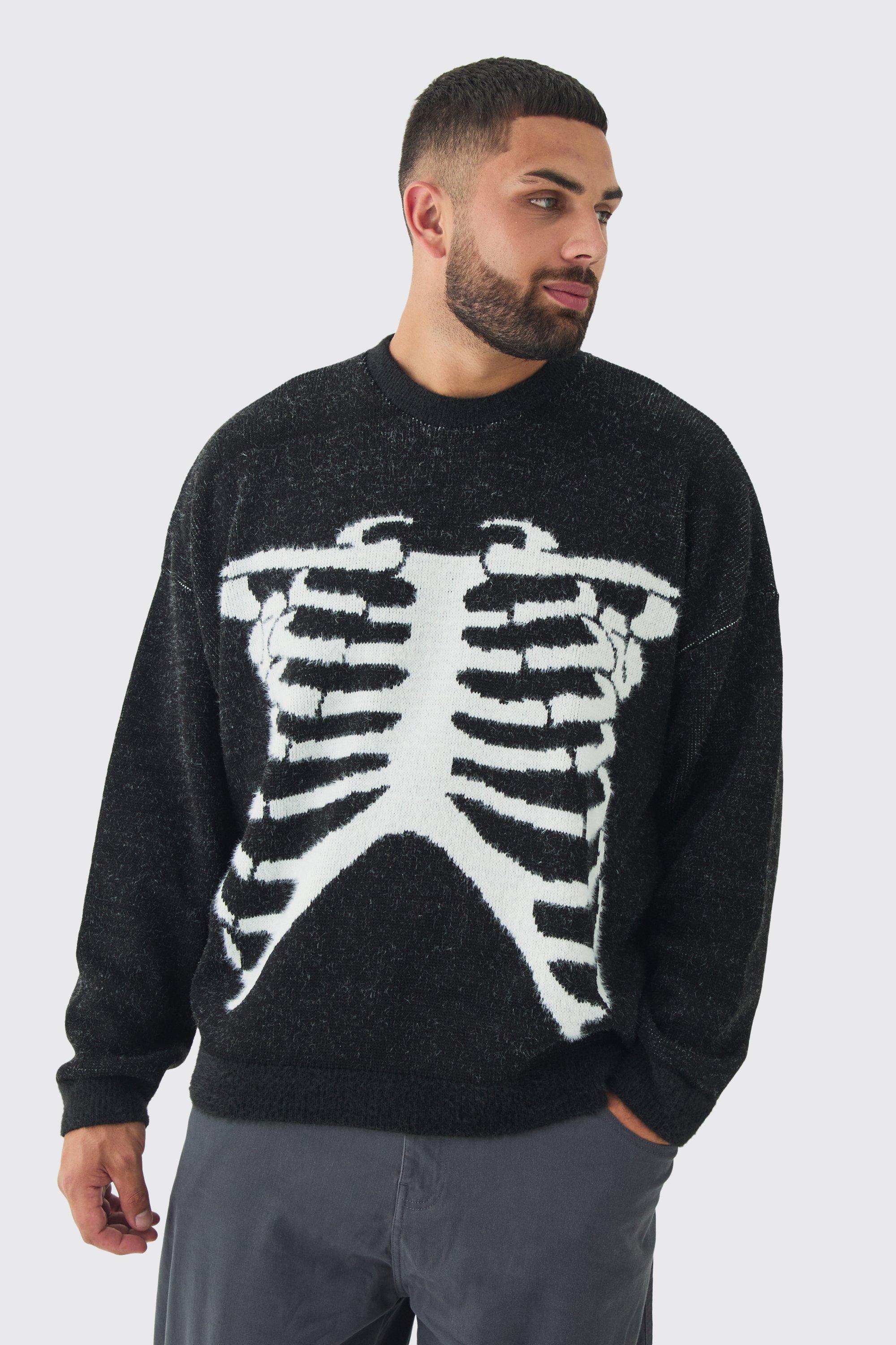 Plus Rib Cage Oversized Knitted Sweater | boohooMAN USA