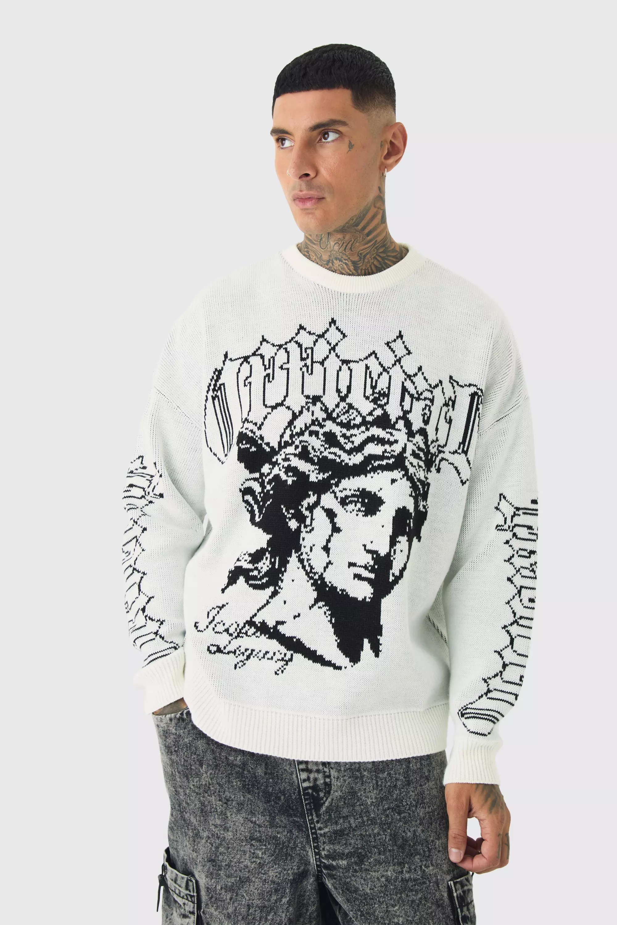 Tall OFCL Renaissance Crew Neck Sweater Ecru