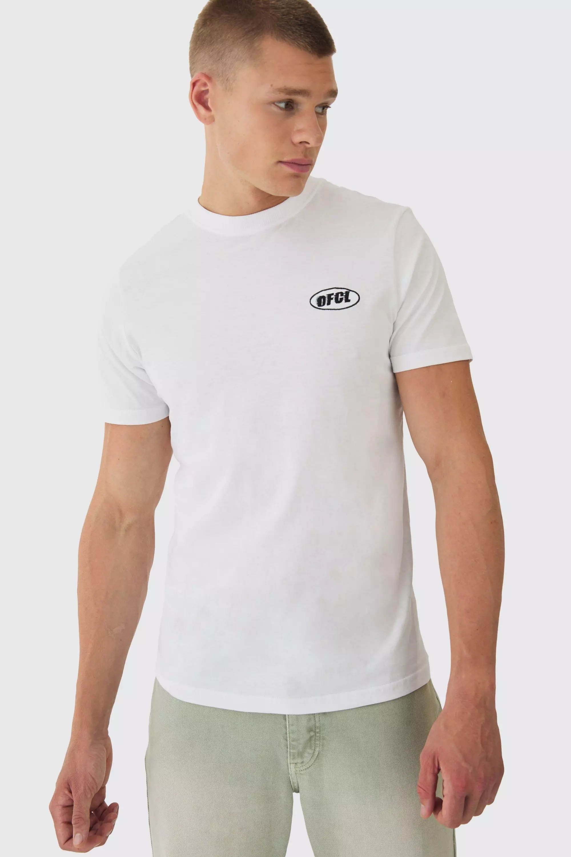 Slim Ofcl Chest Embroidery T-Shirt White