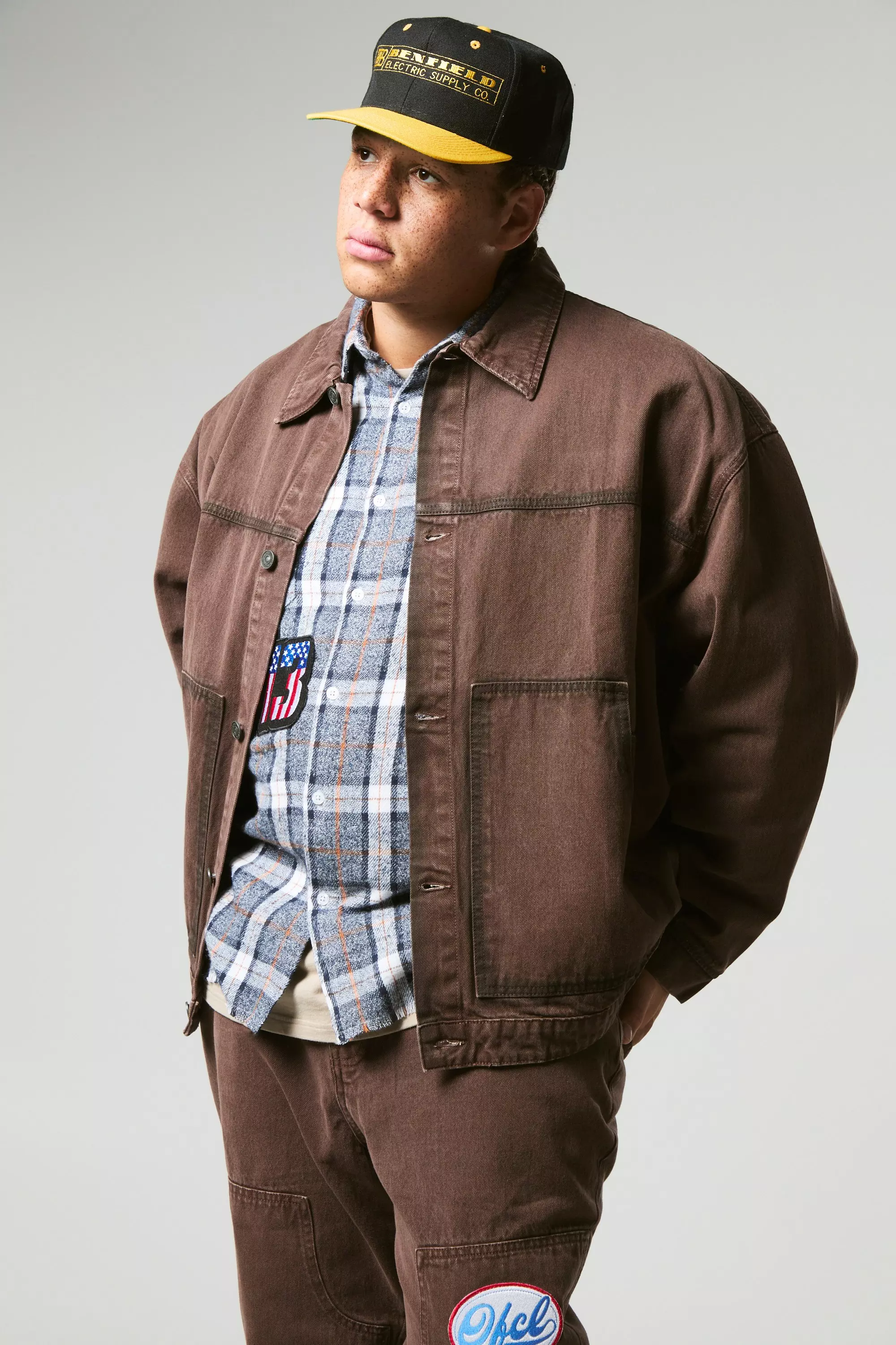 Grande taille - Veste oversize en jean, Brown autre image