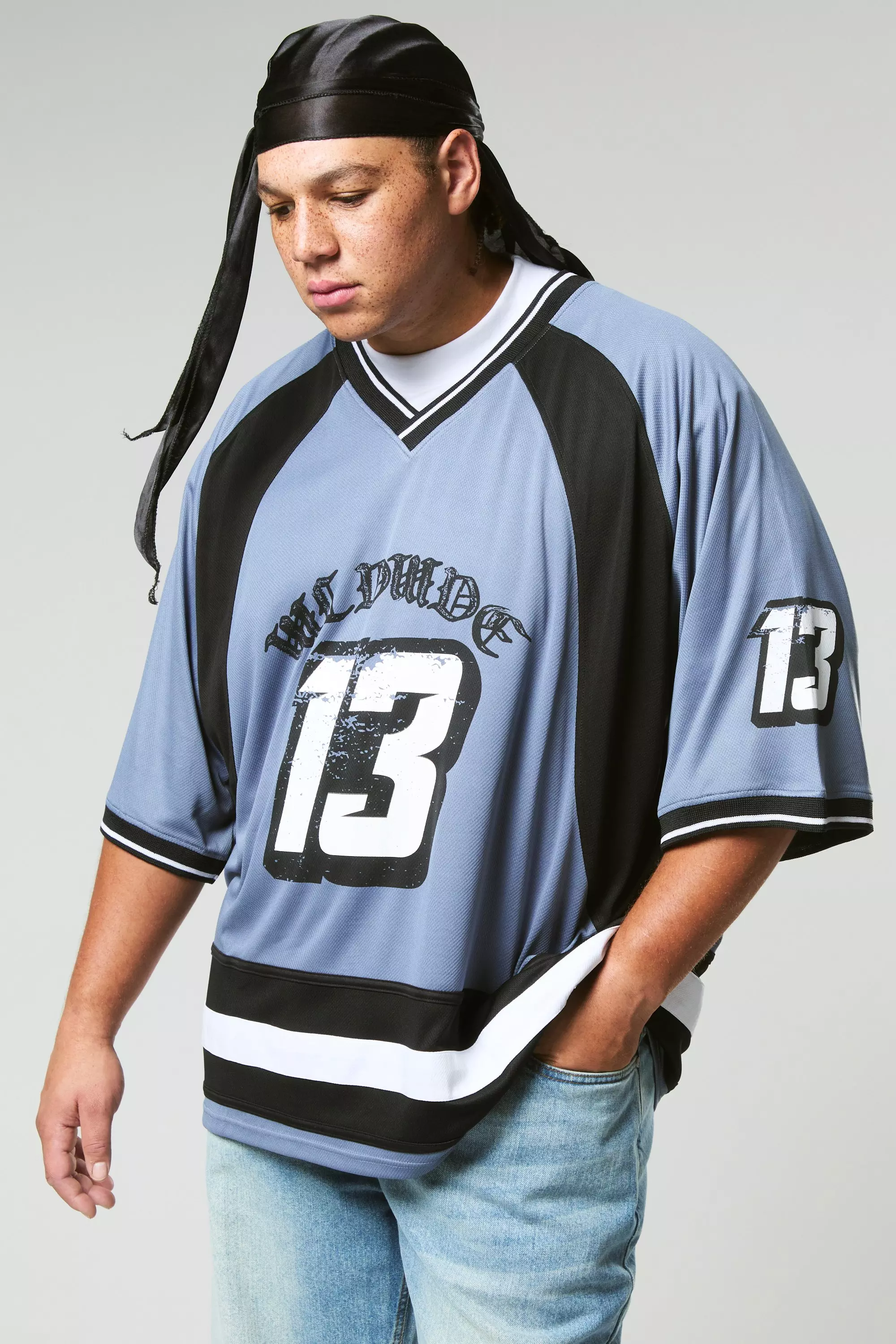 Blue Plus Mesh Varsity Football Shirt