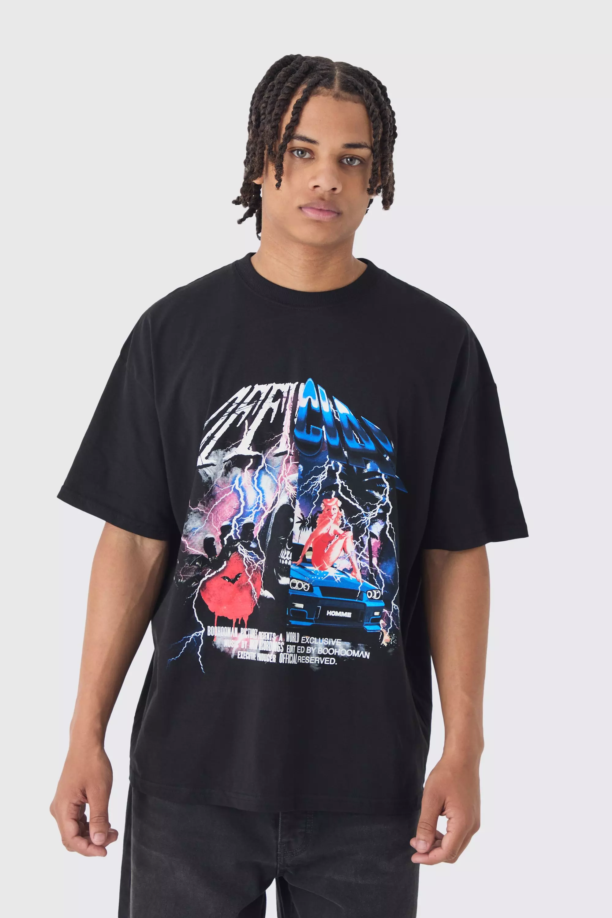 Black Oversized Official Split Print T-Shirt alternative image