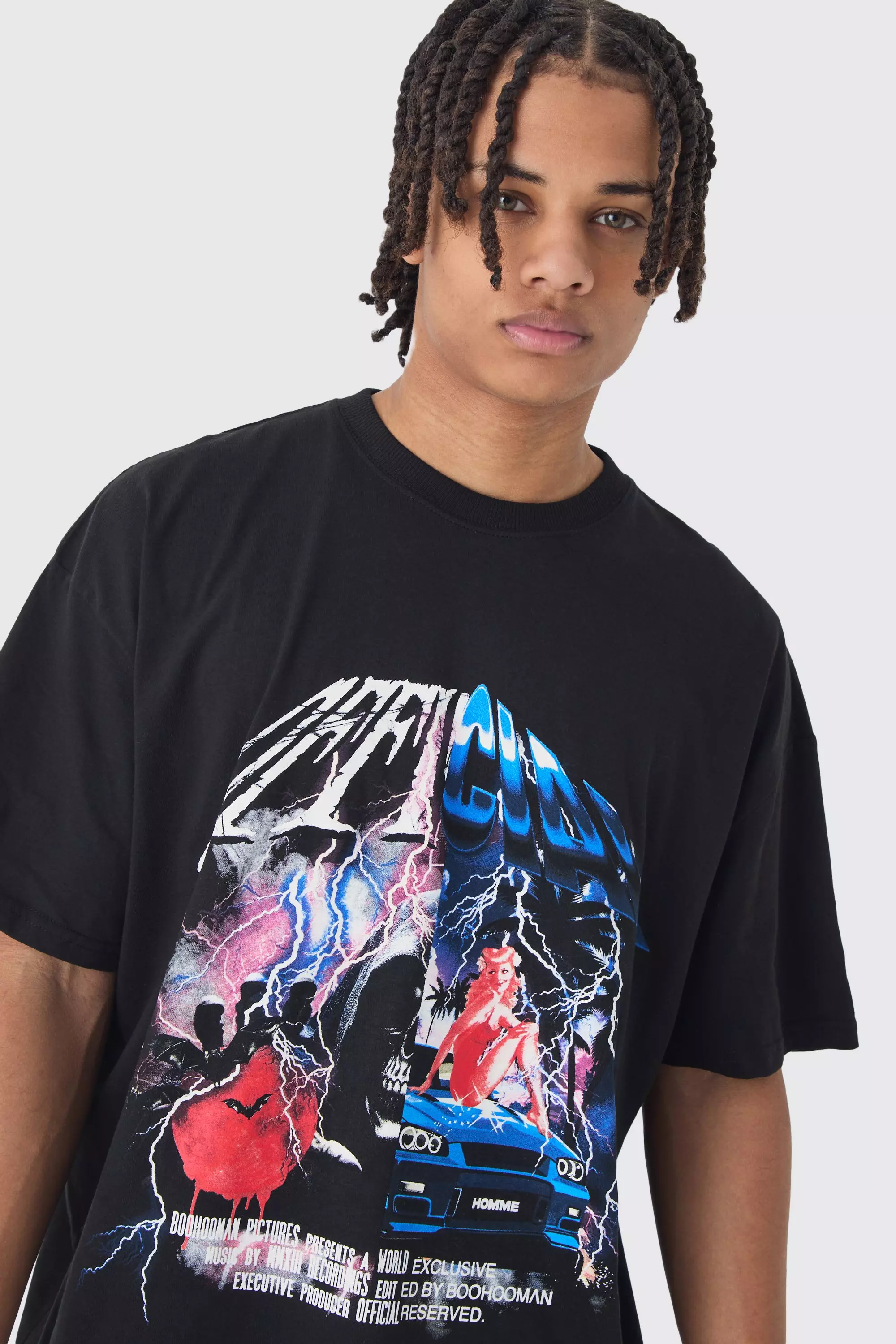 Black Oversized Official Split Print T-Shirt alternative image