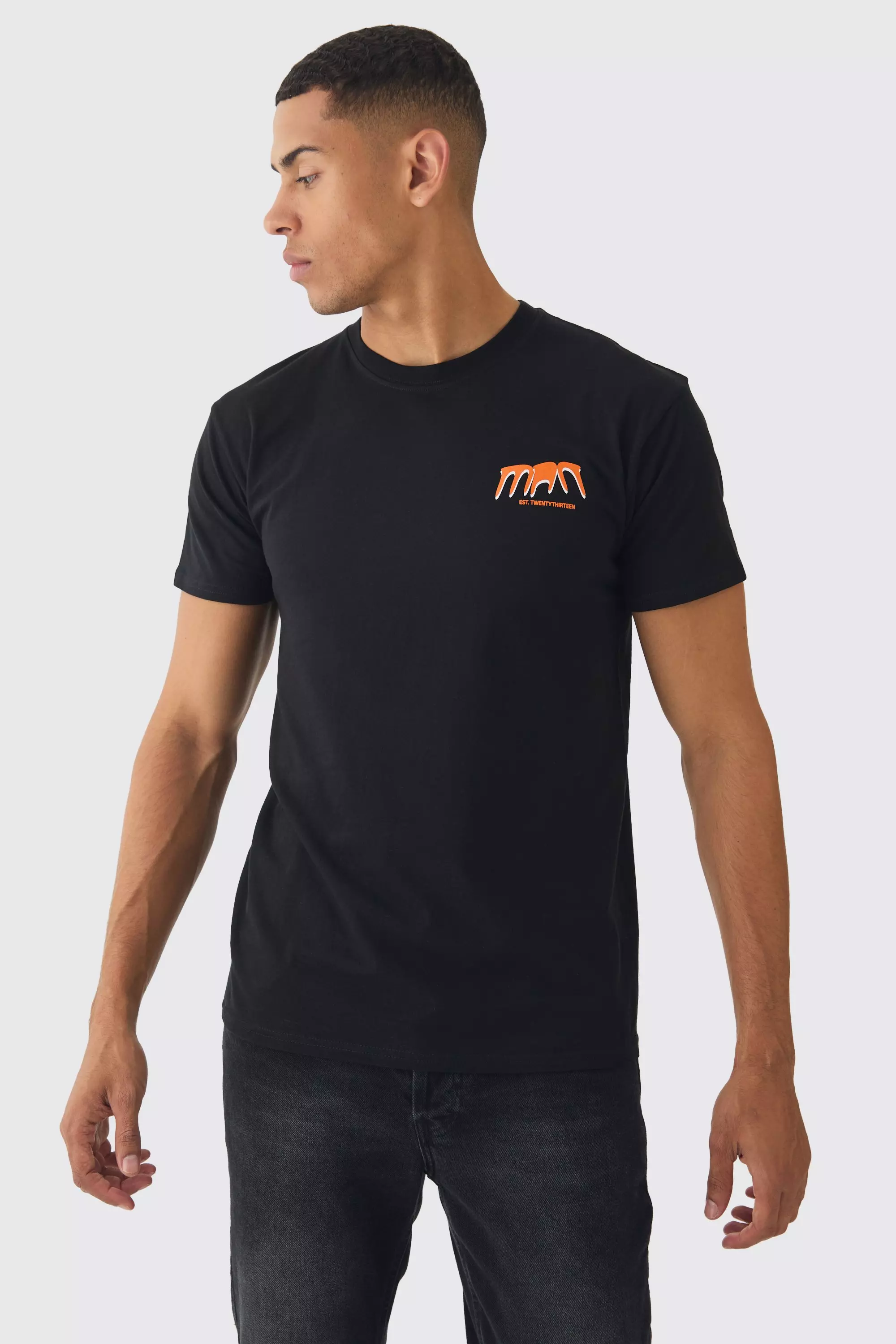 Black Slim Man Graphic T-Shirt