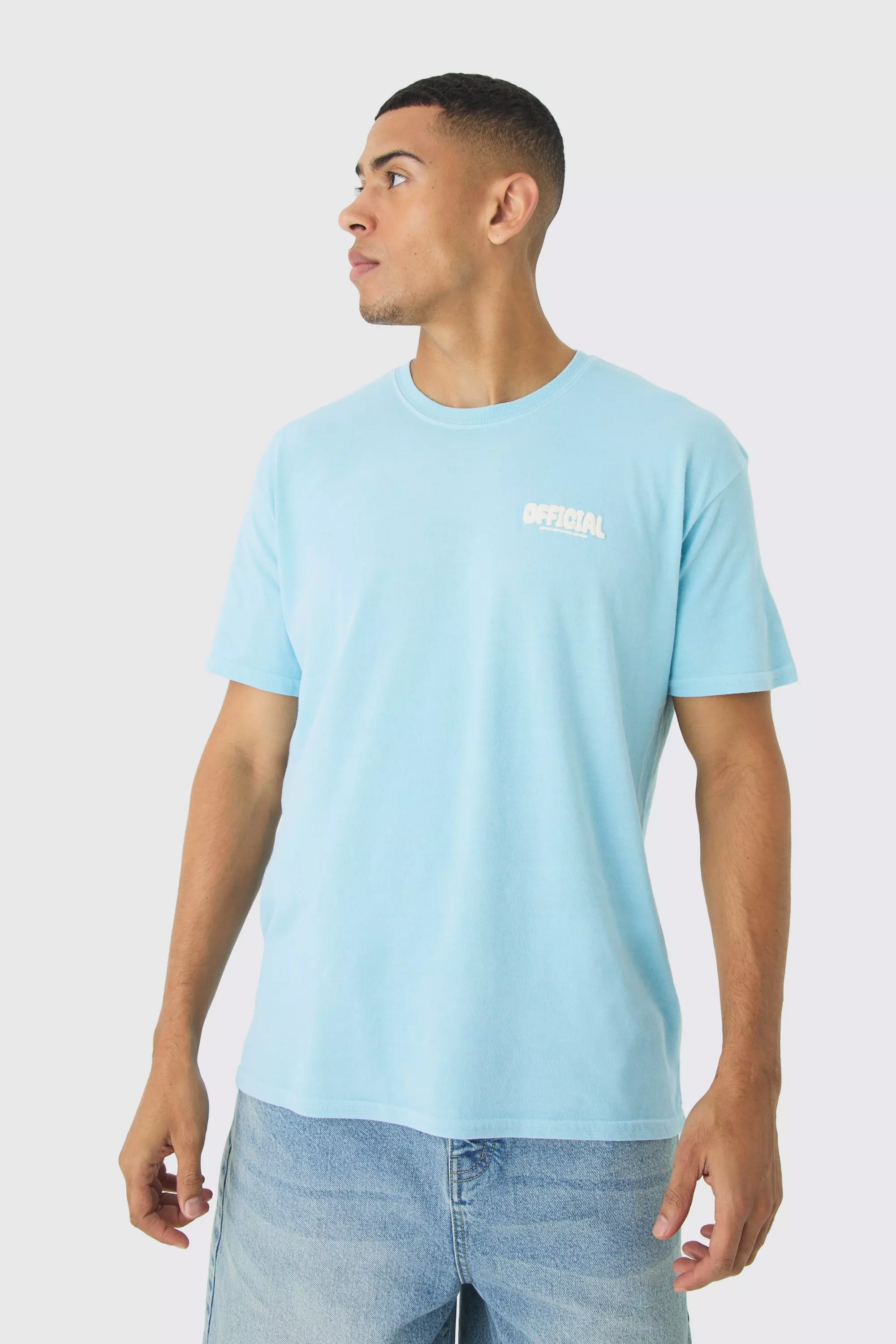 Loose Official Puff Print T-Shirt Light blue