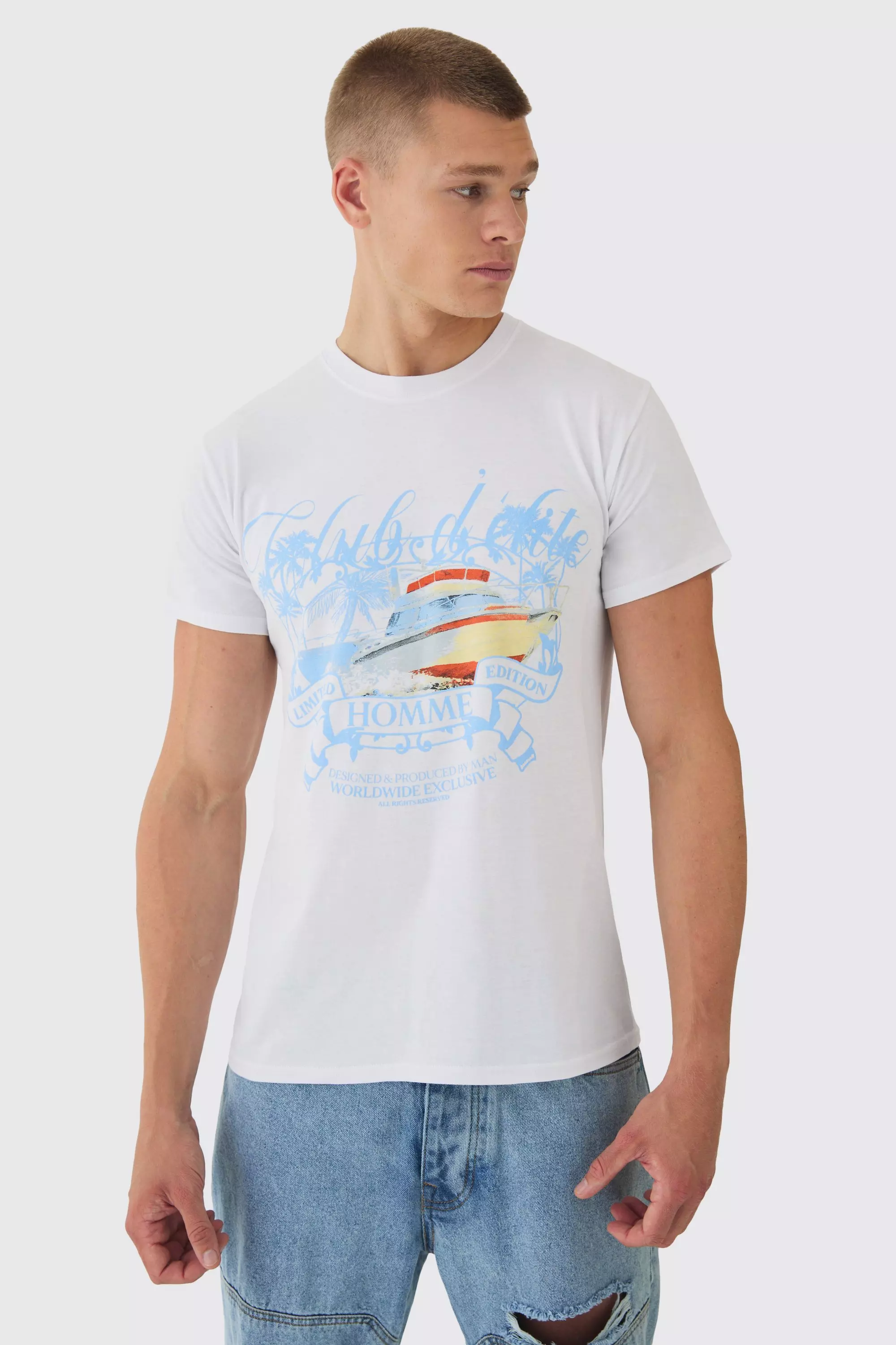Slim Club D'Elite Print T-Shirt White