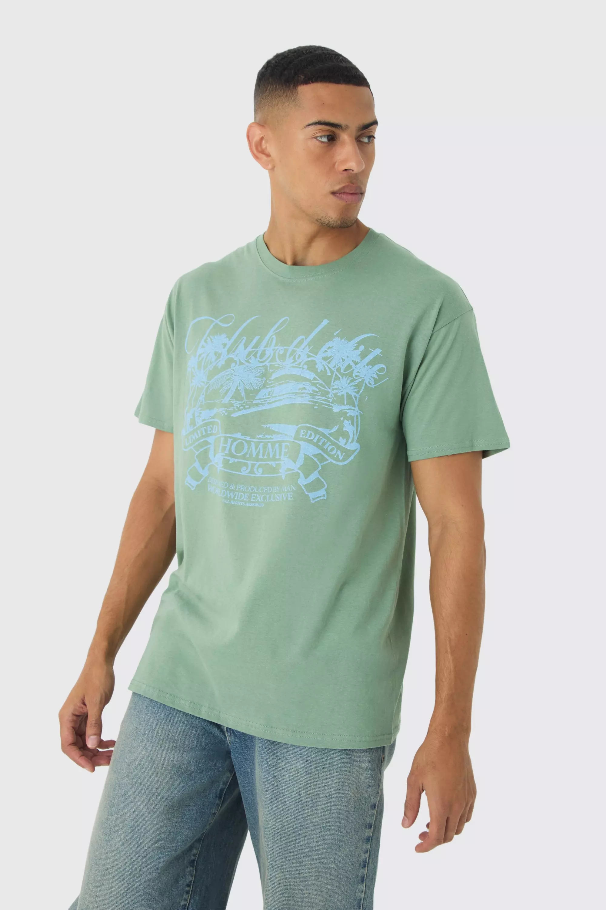 Slim Club D'Elite Print T-Shirt Sage