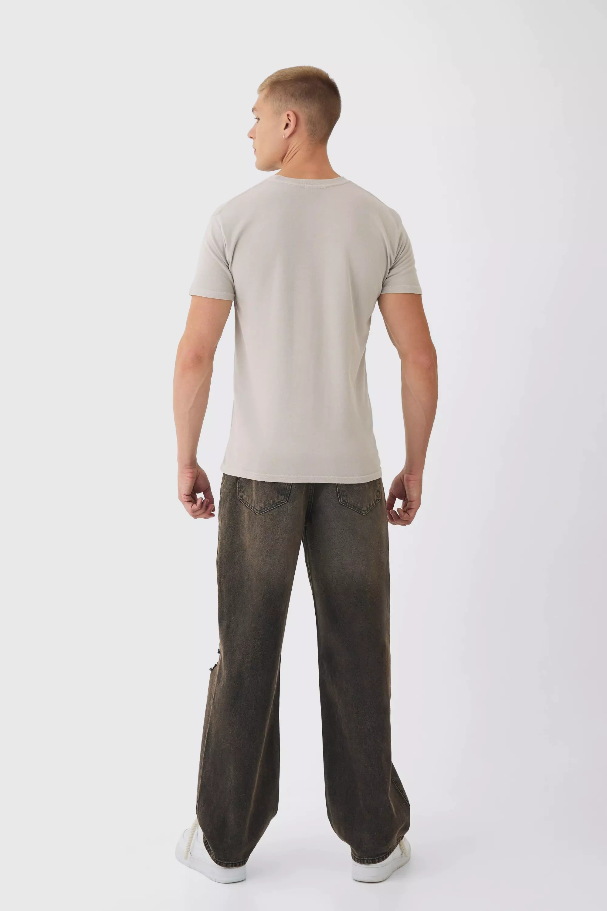 Stone Slim Washed OFCL Chest Print T-Shirt alternative image