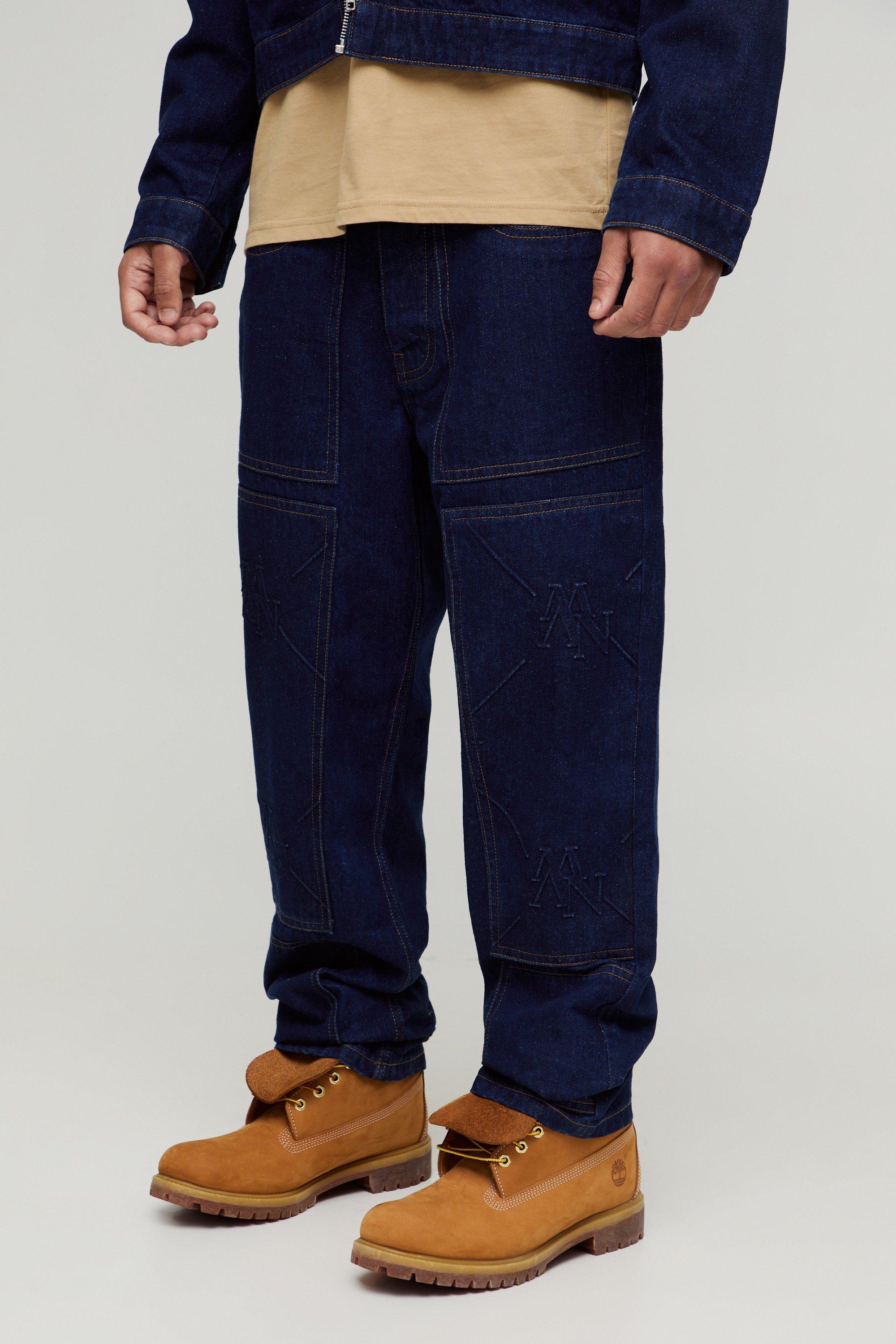 Indigo Straight Leg Smart Carpenter Embossed Jeans