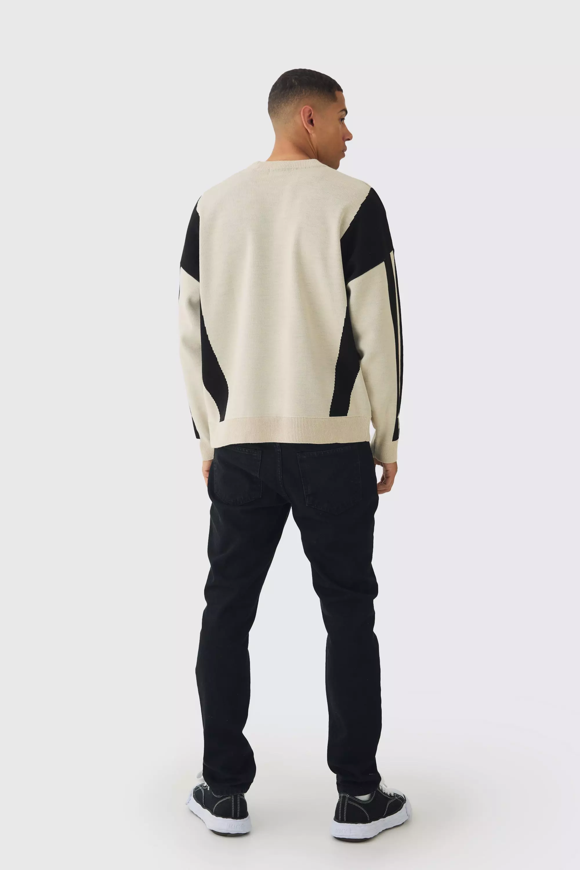 Oversized Boxy Moto Jumper in Stone alternative image