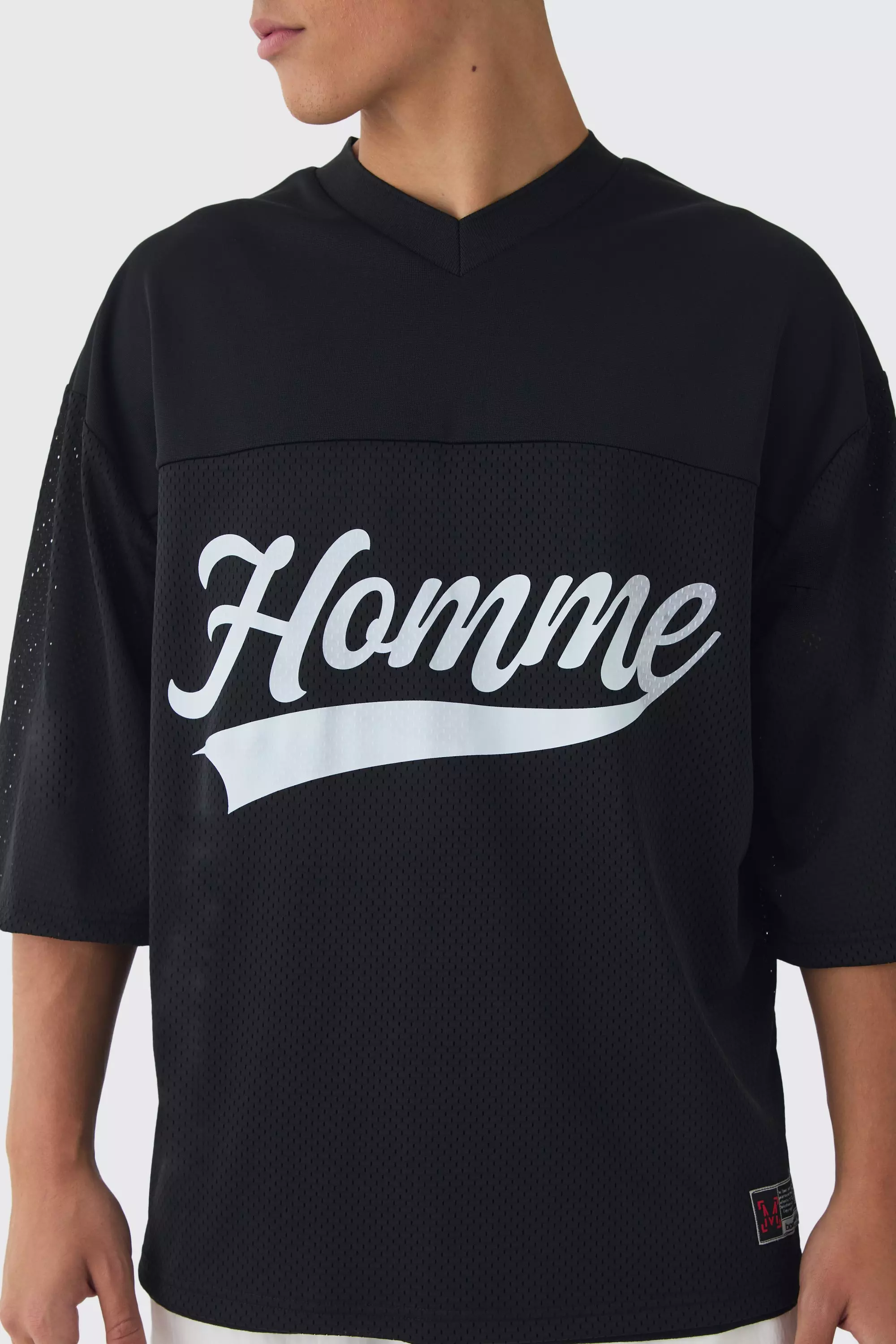Black Oversized Homme Heavyweight Mesh Hockey Top alternative image