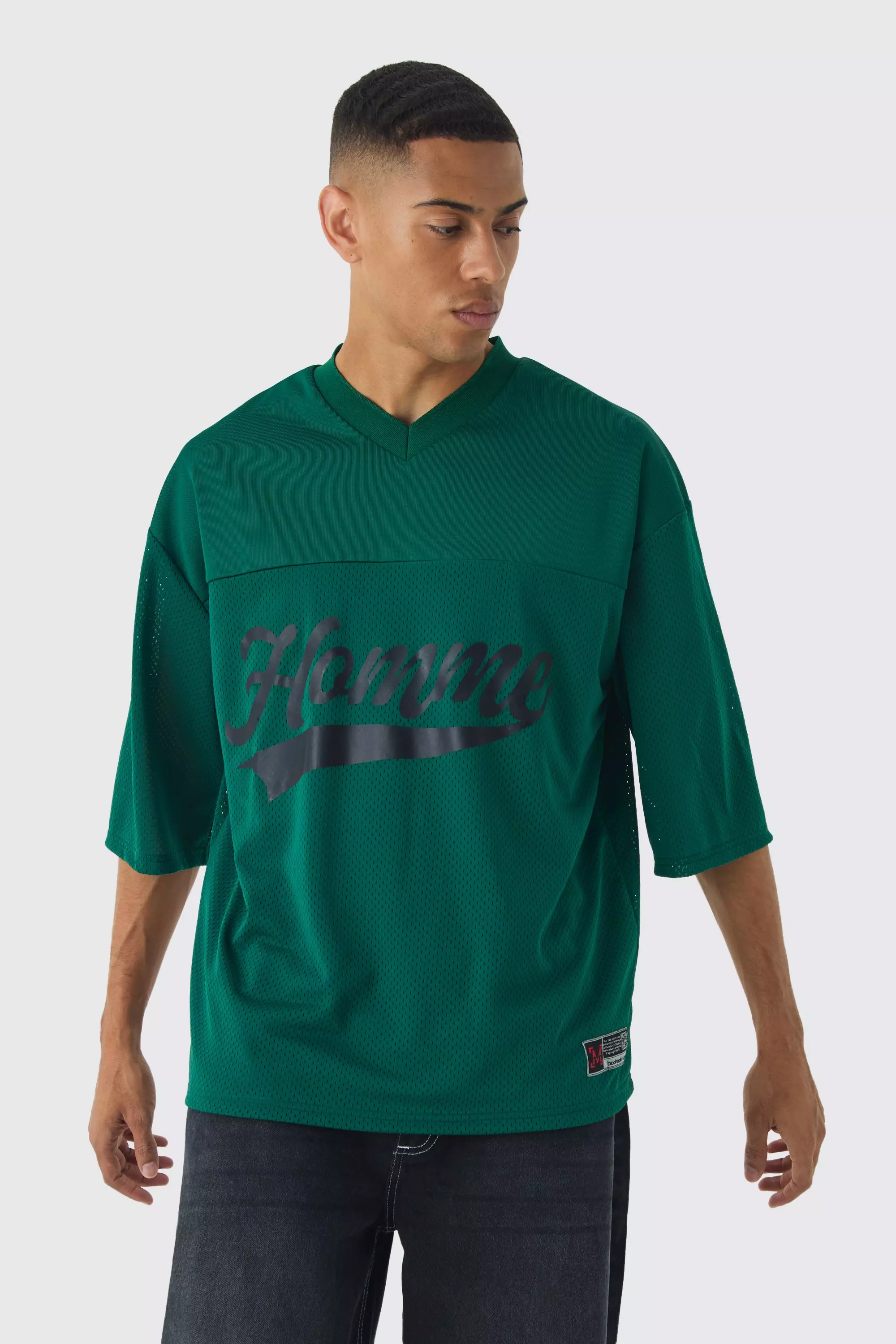 Oversized Homme Heavyweight Mesh Hockey Top Forest