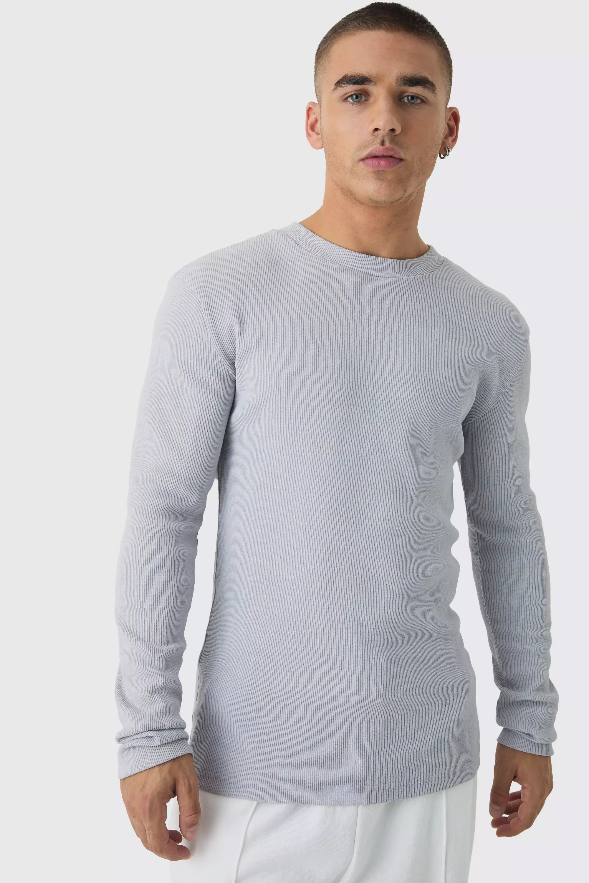 Blue Muscle Long Sleeve Acid Wash Rib Sweatshirt alternative image