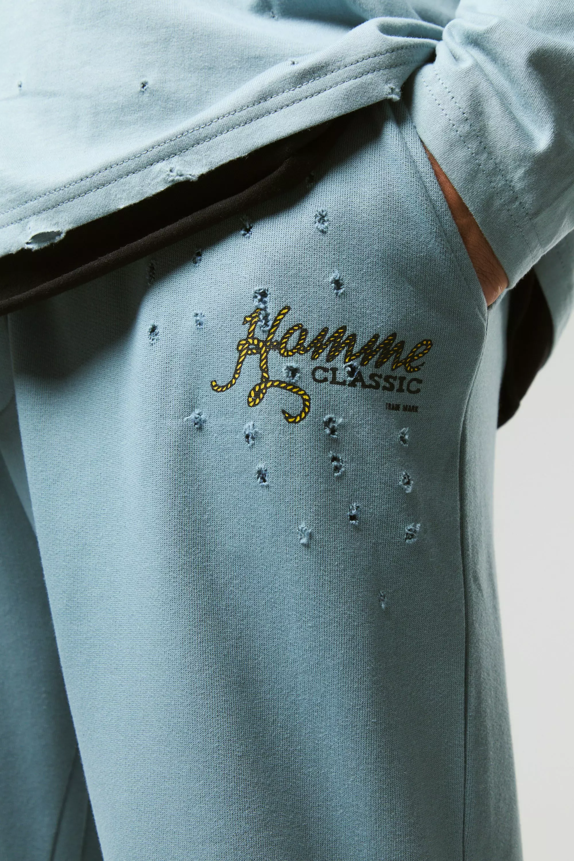 Grande taille - Jogging flare déchiré, Grey autre image