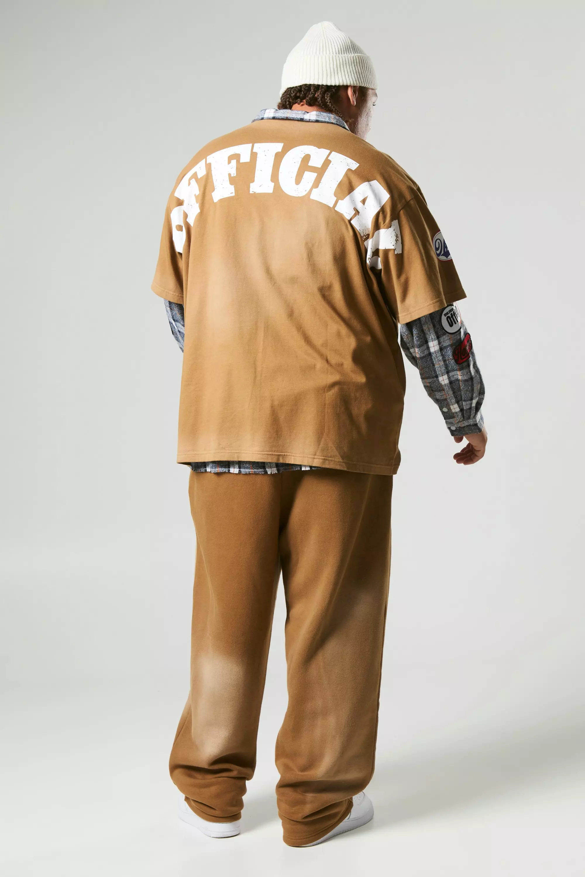 Grande taille - T-shirt oversize universitaire, Taupe autre image