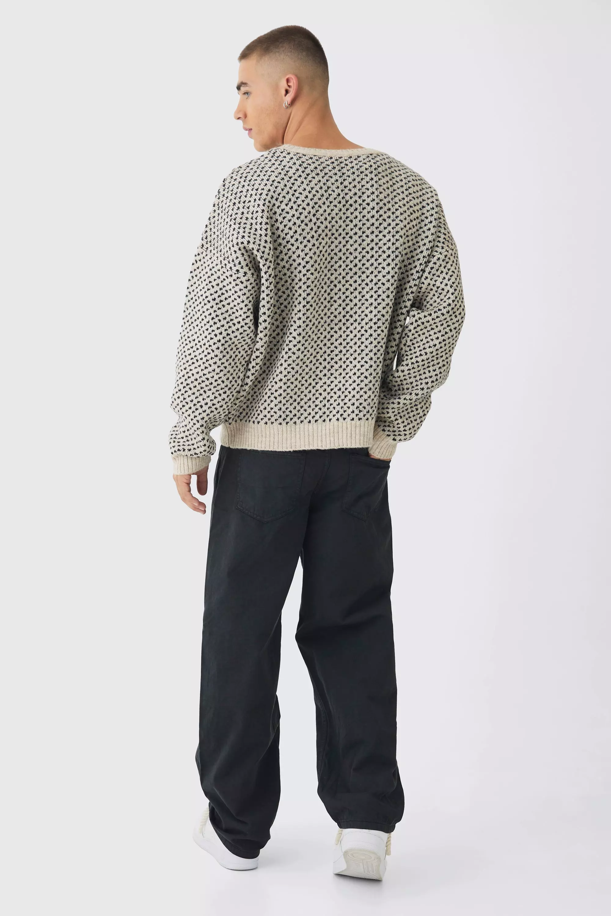 Black Fixed Waist Baggy Washed Pants alternative image