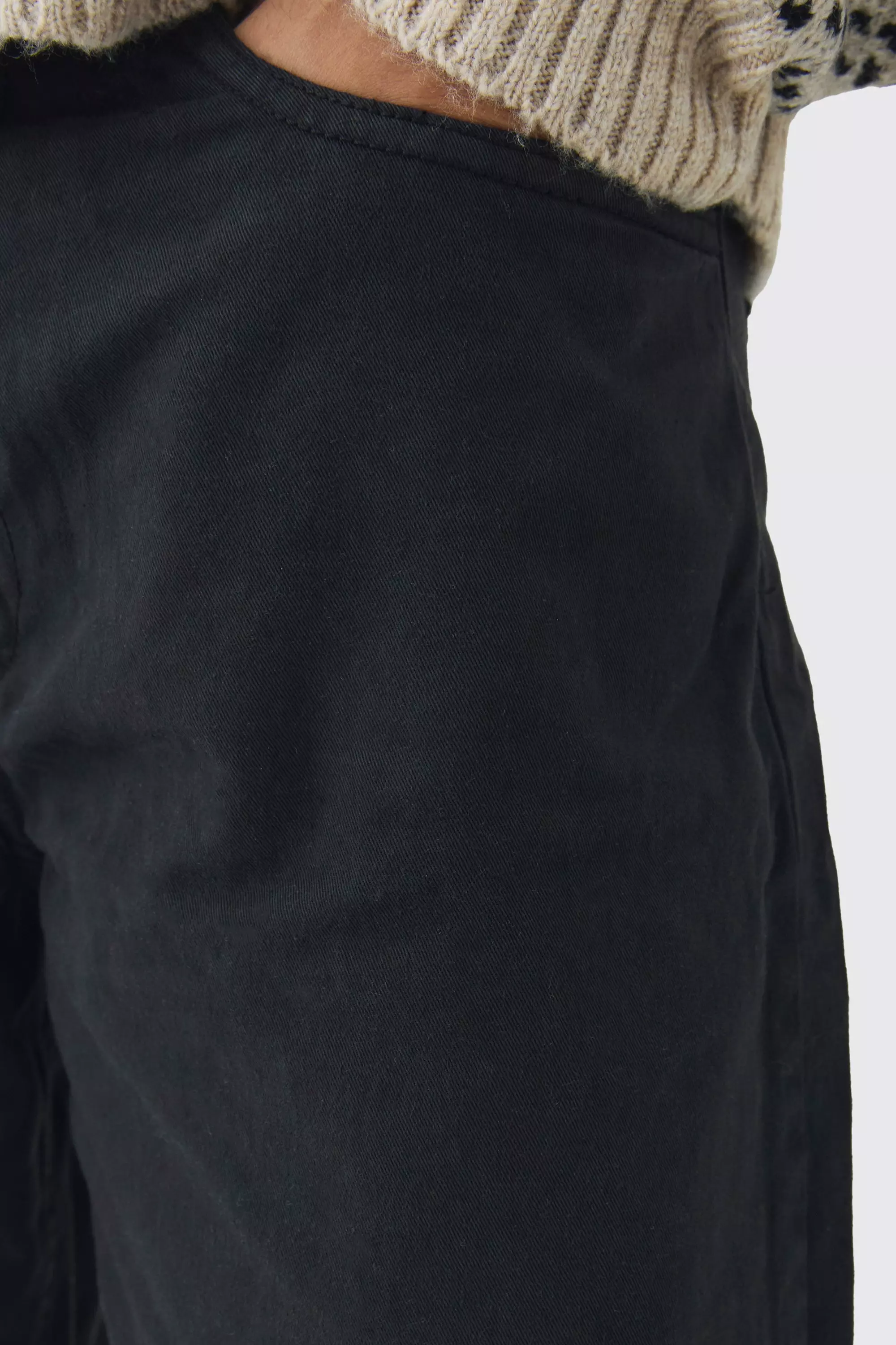 Black Fixed Waist Baggy Washed Pants alternative image