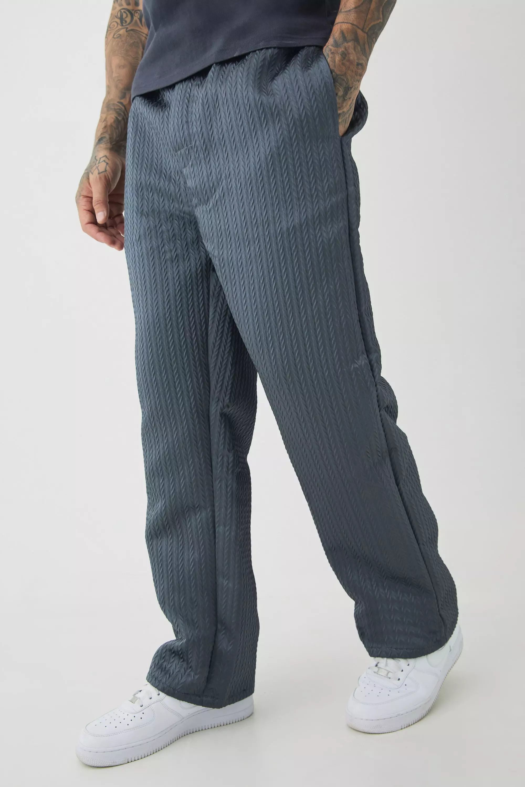 Tall Textured Relaxed Fit Trouser in Black alternative image