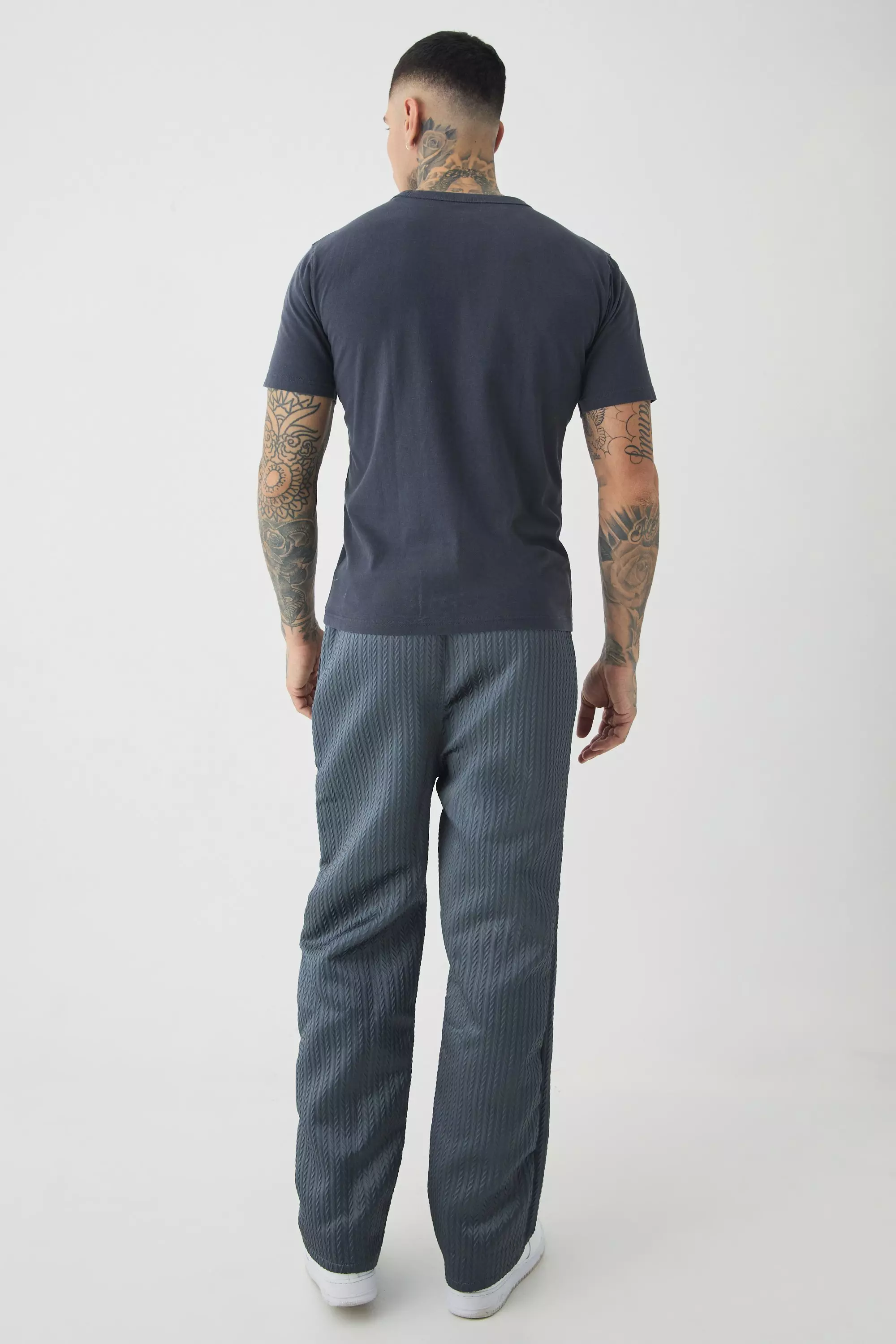 Tall Textured Relaxed Fit Trouser in Black alternative image