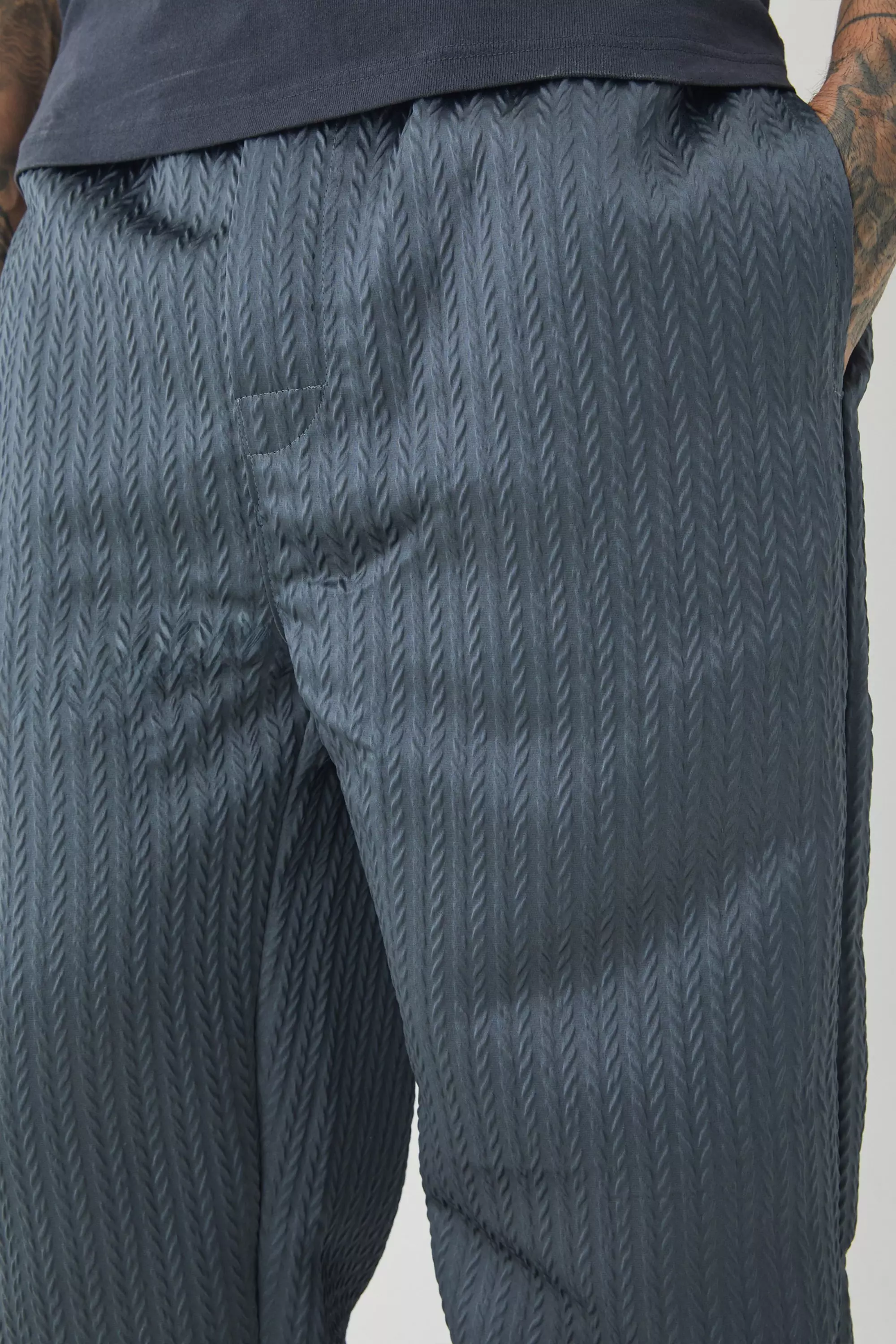 Tall Textured Relaxed Fit Trouser in Black alternative image