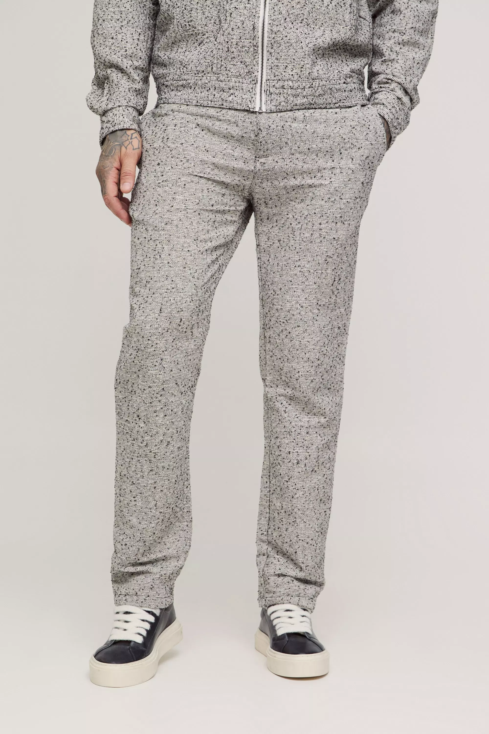 Tall Textured Straight Fit Pants Set Natural