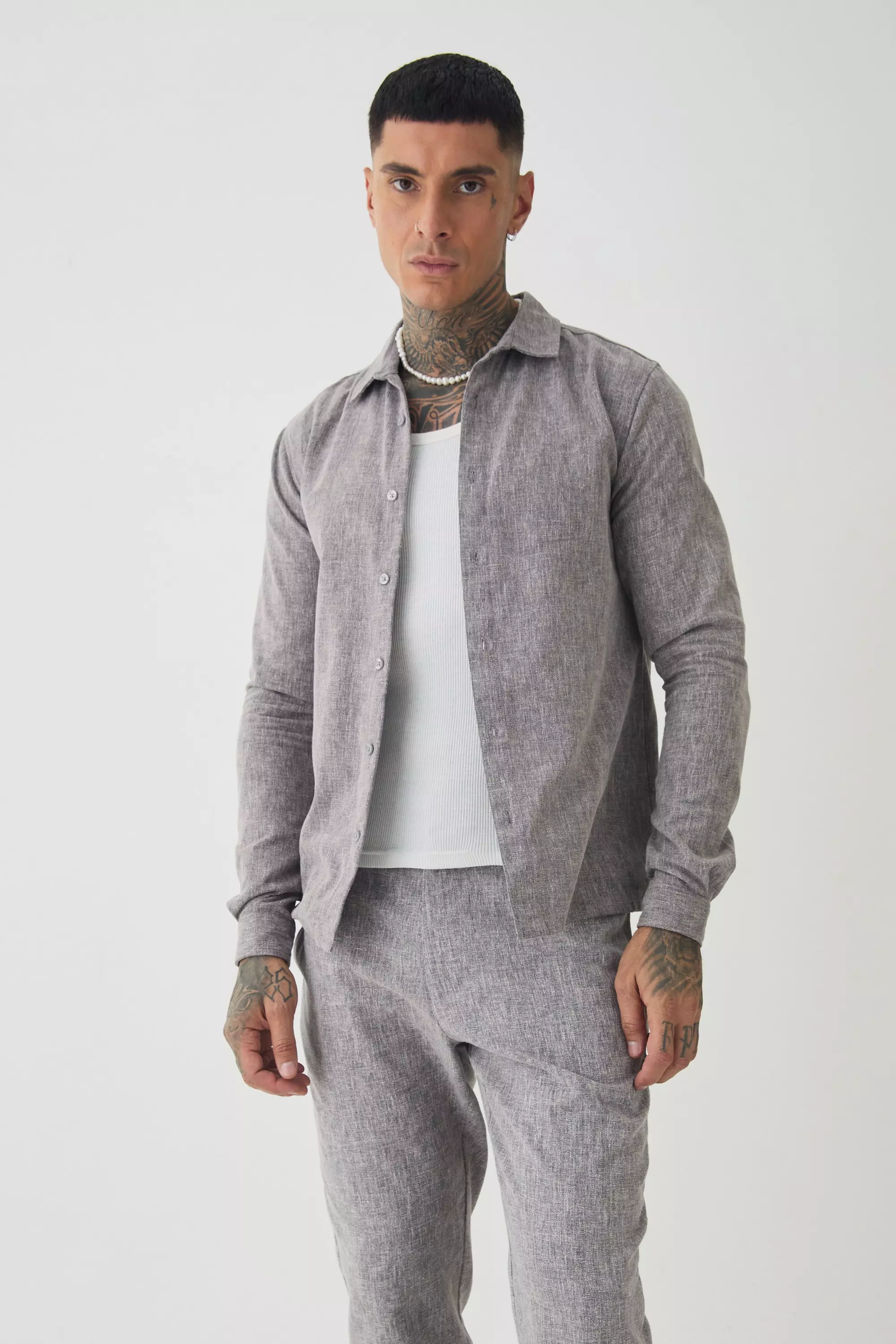 Set Camicia Tall Smart In Grigio, Grey immagine alternativa