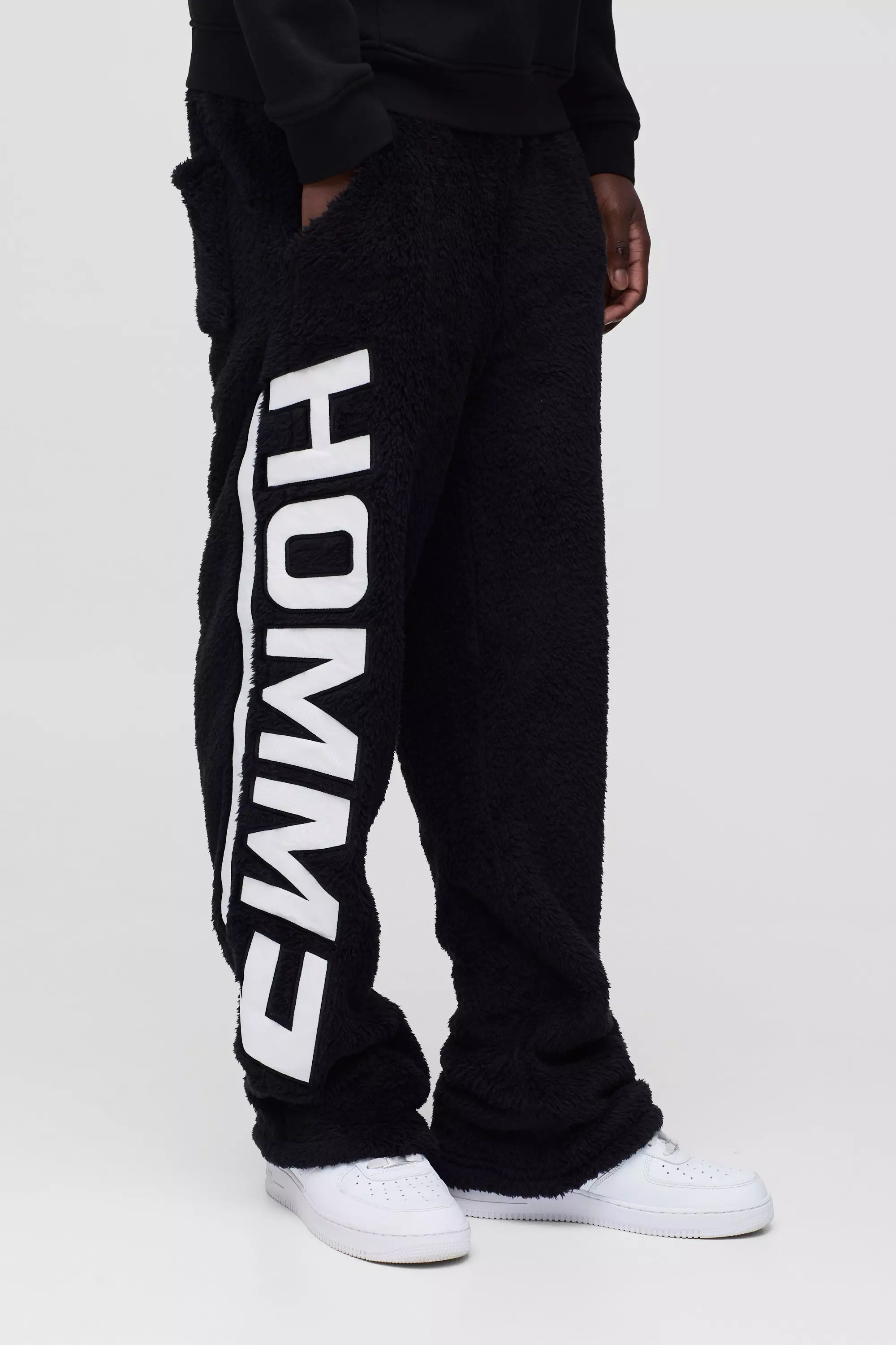 Jogging large en polaire à broderie Homme, Black autre image