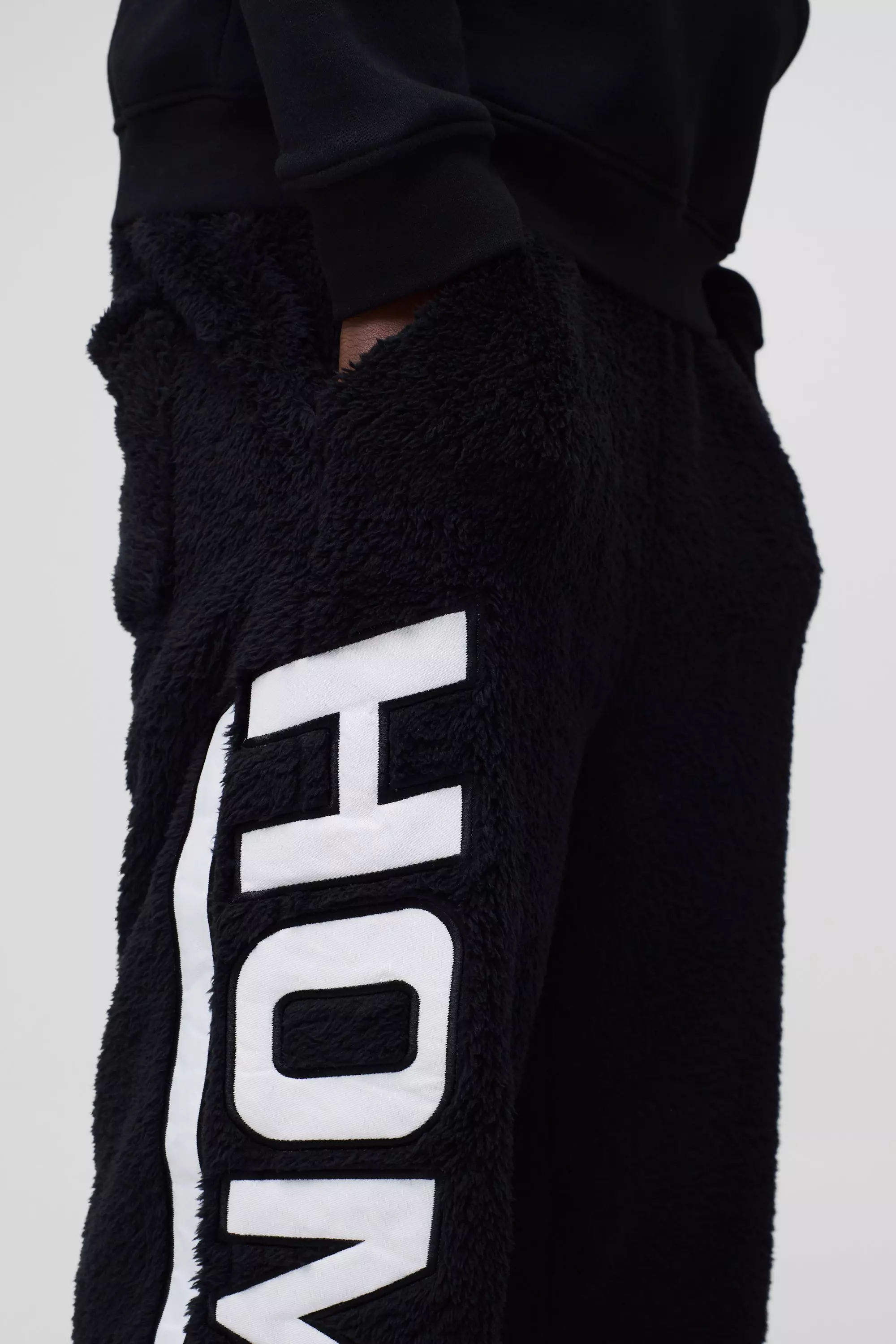 Jogging large en polaire à broderie Homme, Black autre image