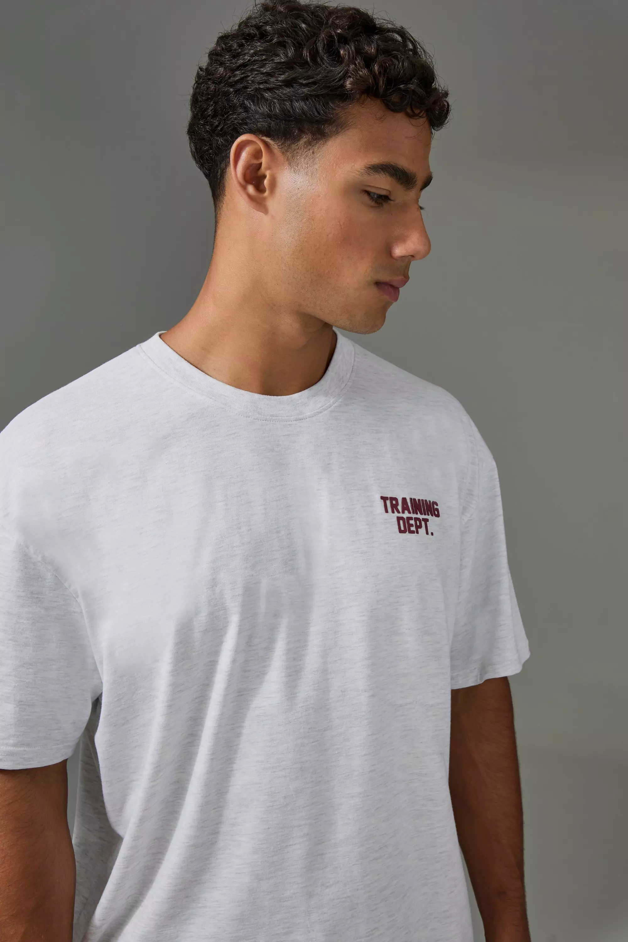 T-Shirt Oversize Man Active Training Dept, Grey marl immagine alternativa