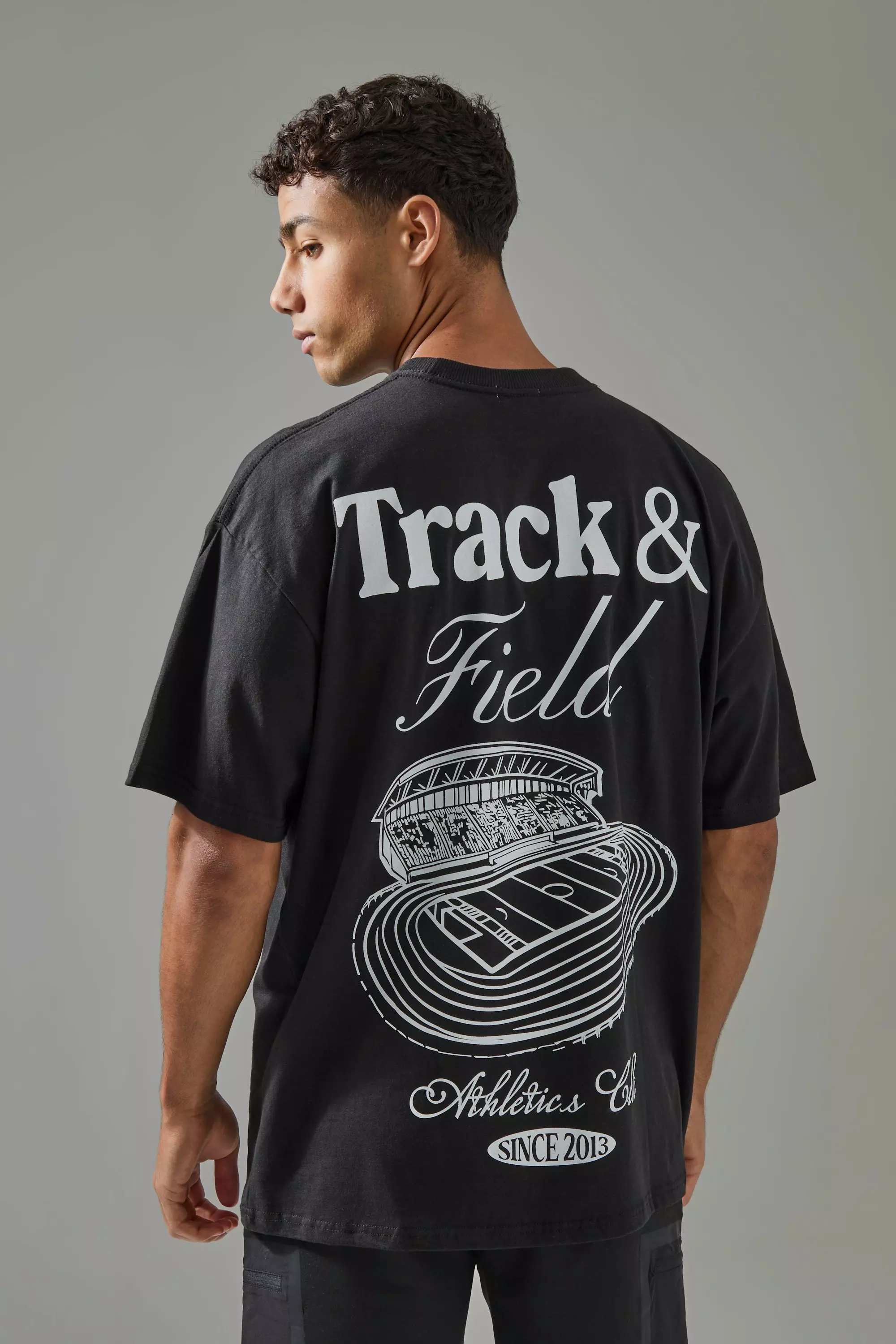 Man Active Track & Field Oversized T-shirt Black