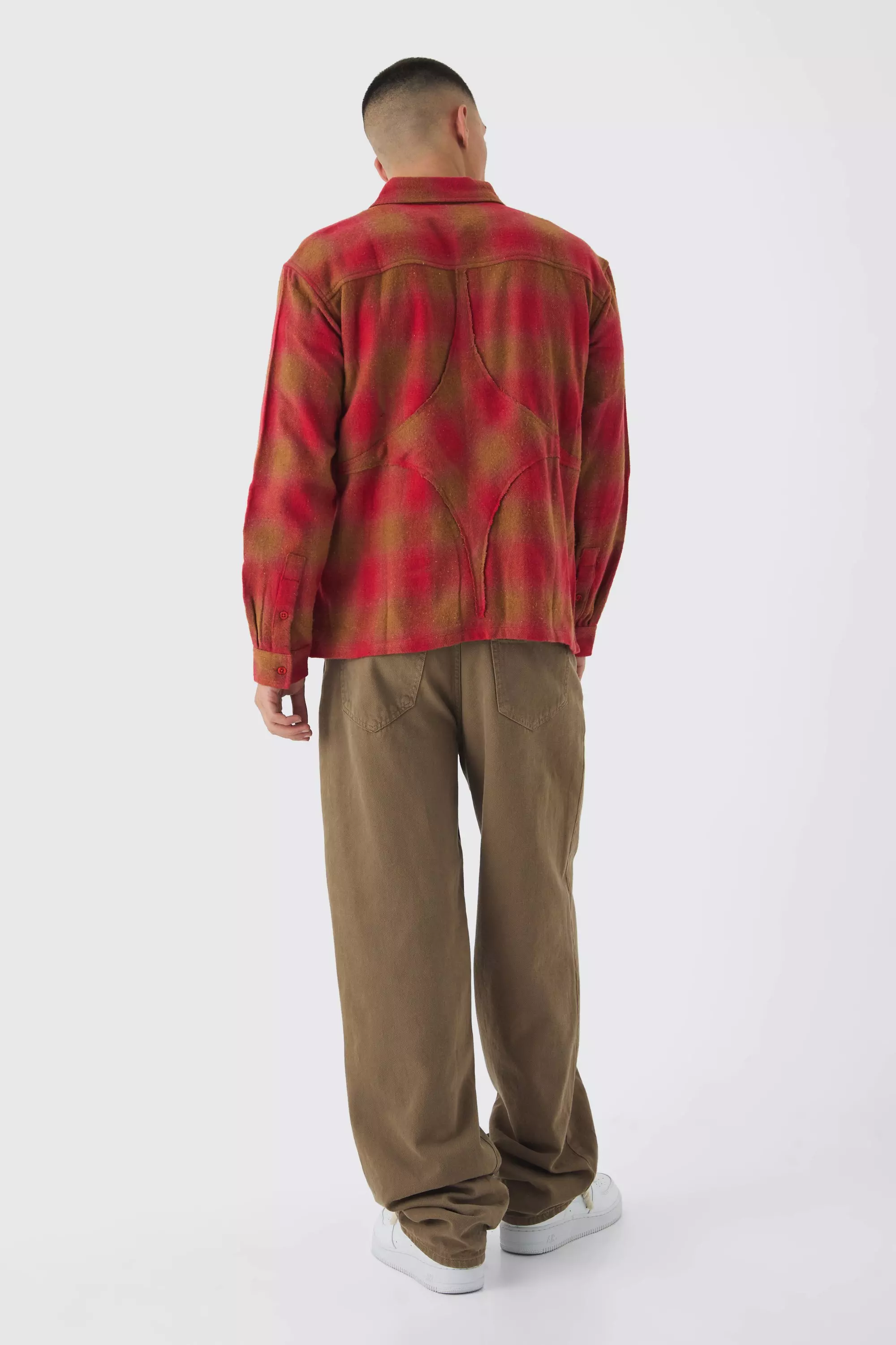 Red Oversized Star Applique Check Shirt alternative image