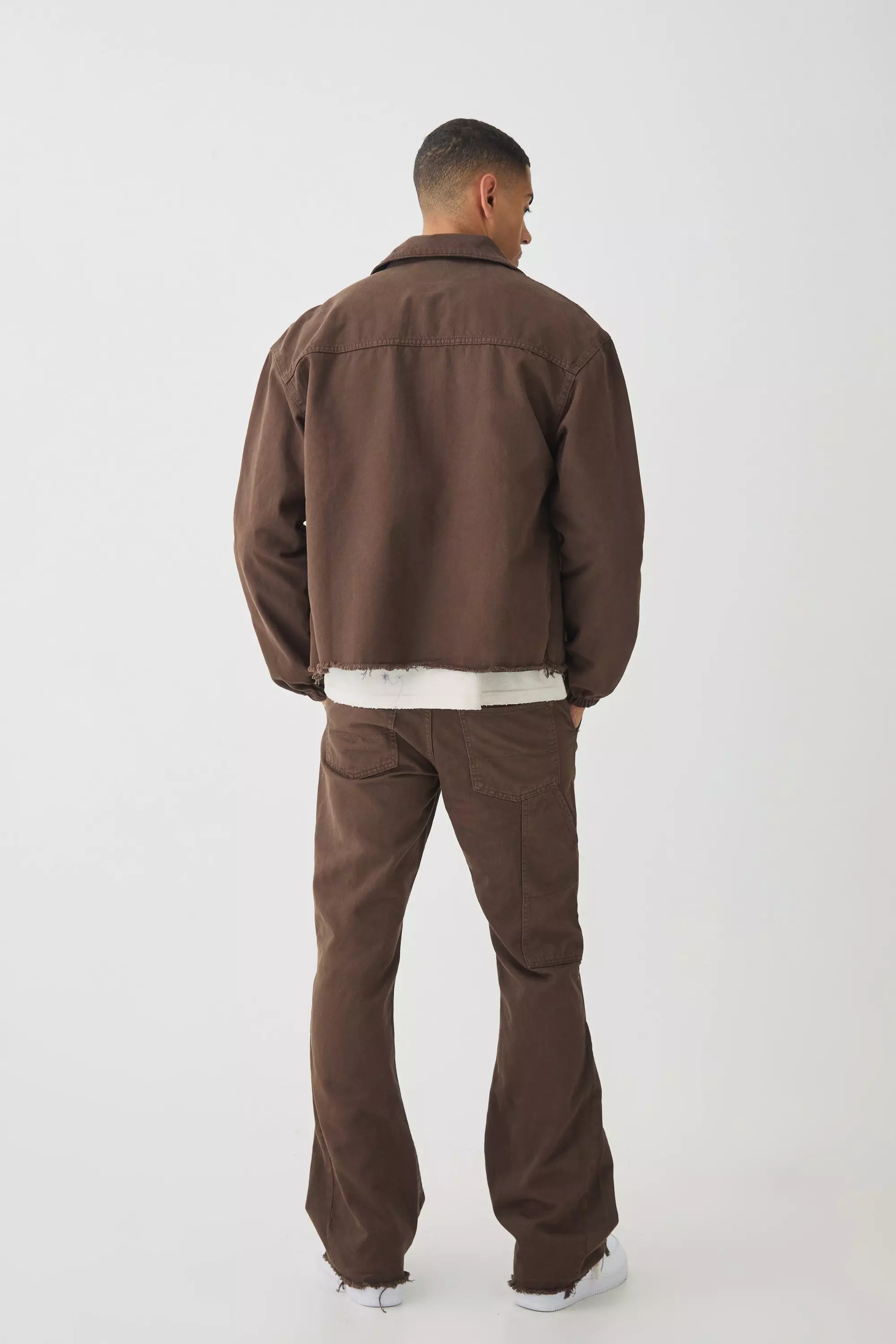 Relaxed Rigid Flared Bootcut Popper Gusset Denim Jeans | boohooMAN USA