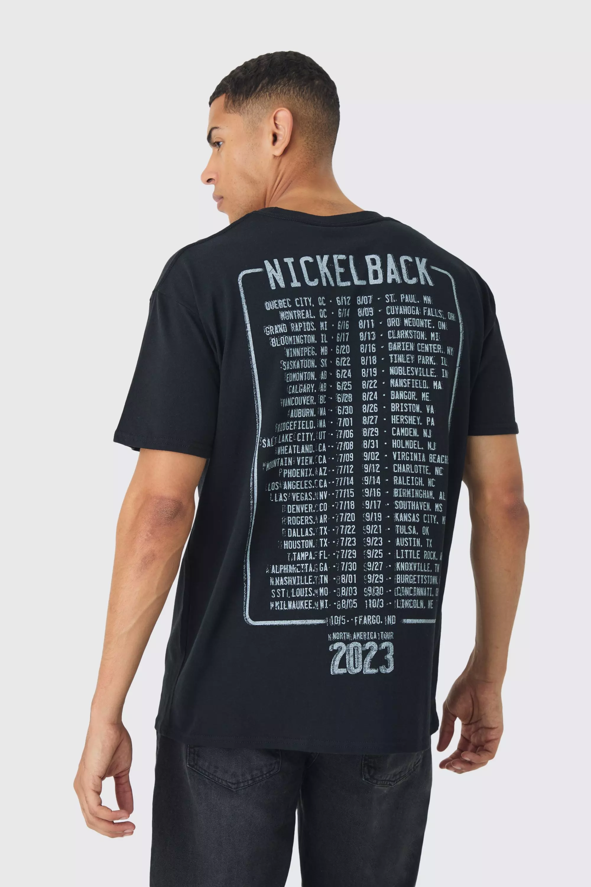 Oversized Nickelback License Print T-Shirt Black