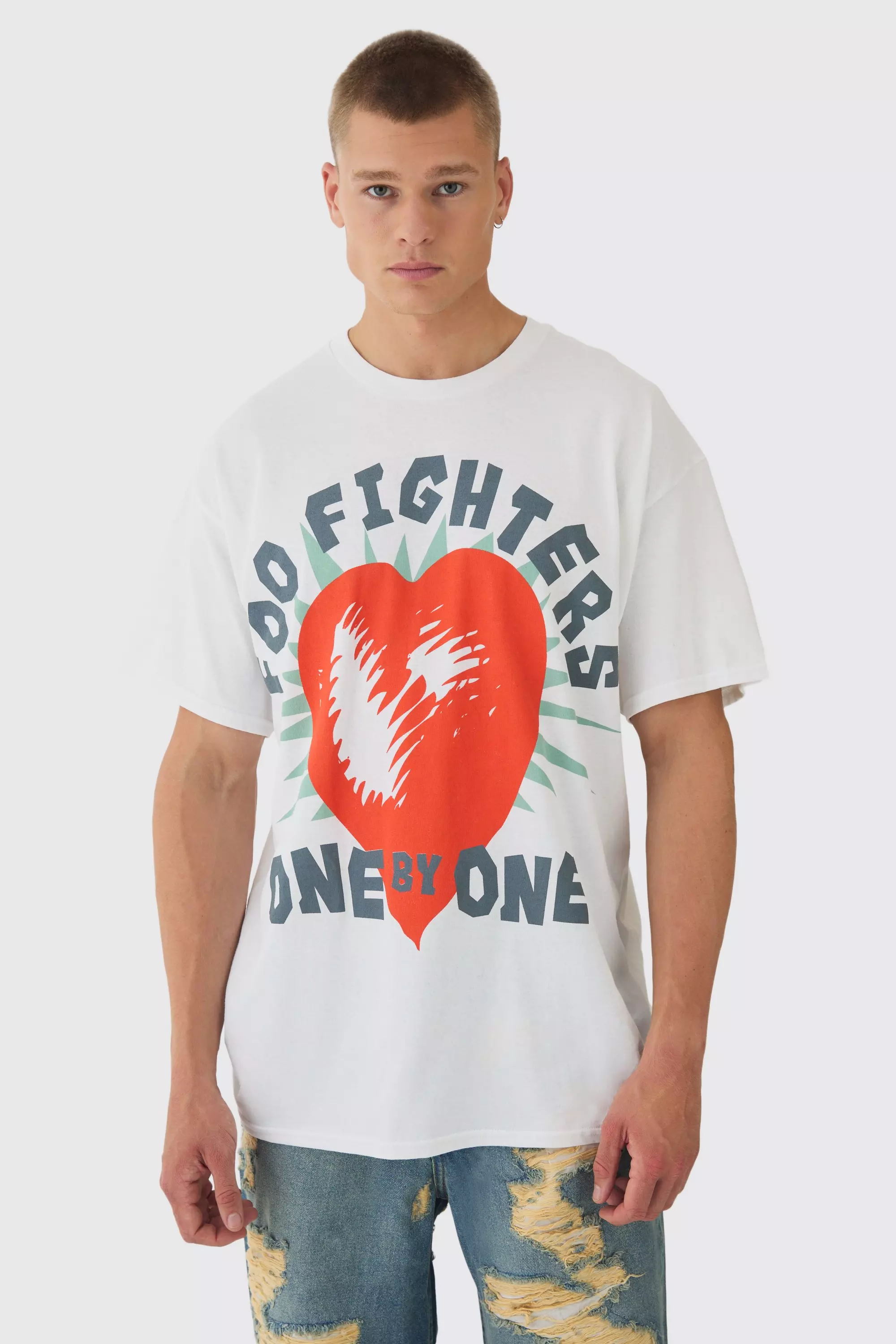 White Oversized Large Scale Foo Fighters License T-Shirt alternative image