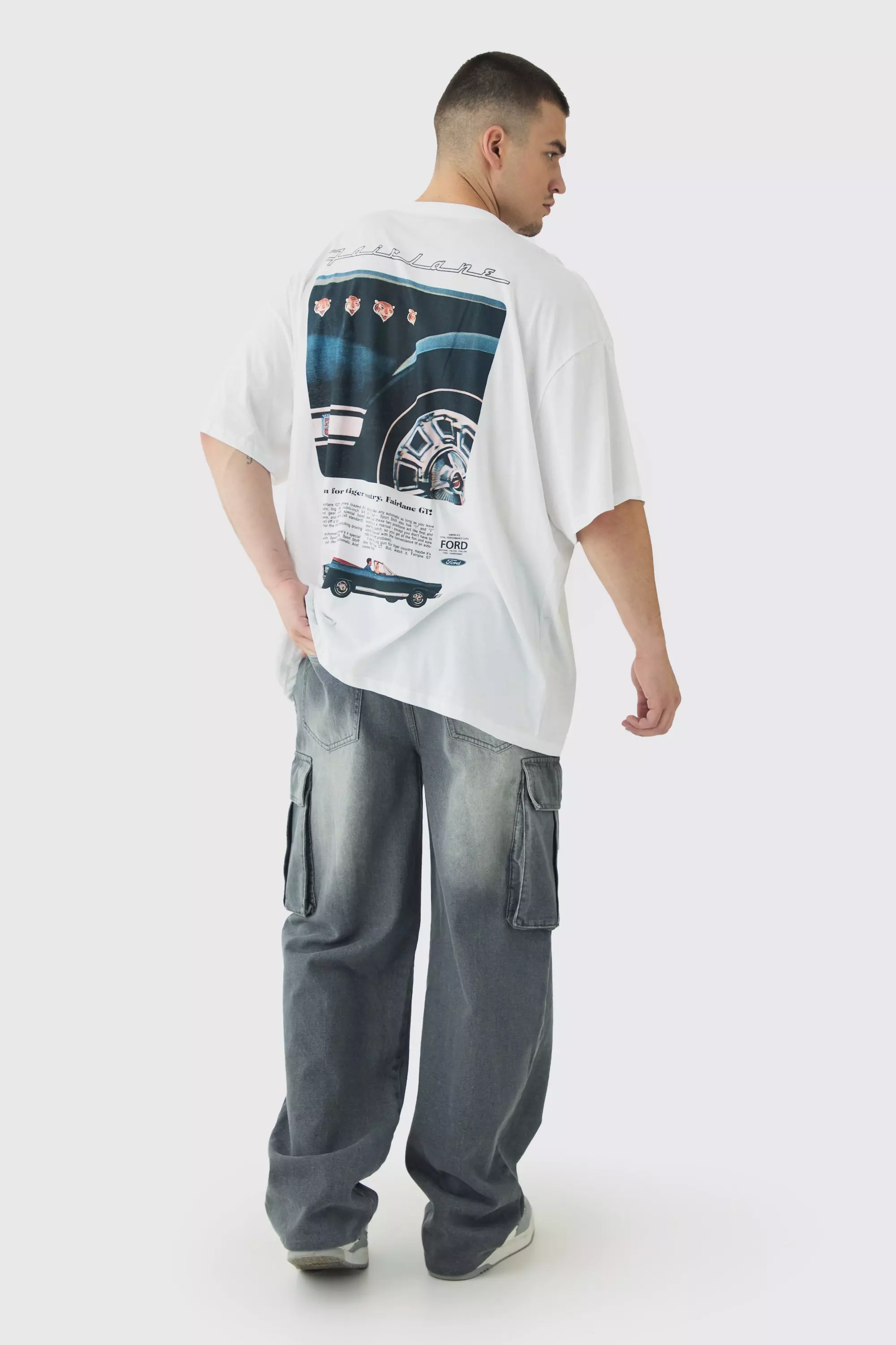 Jeans Cargo Tall Rilassati In Denim Rigido, Mid grey immagine alternativa
